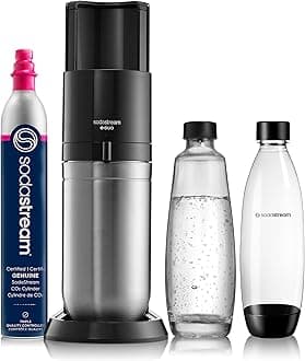E-Duo Sparkling Water Maker (Black) with CO2, Carbonating Bottle and Glass Bottle