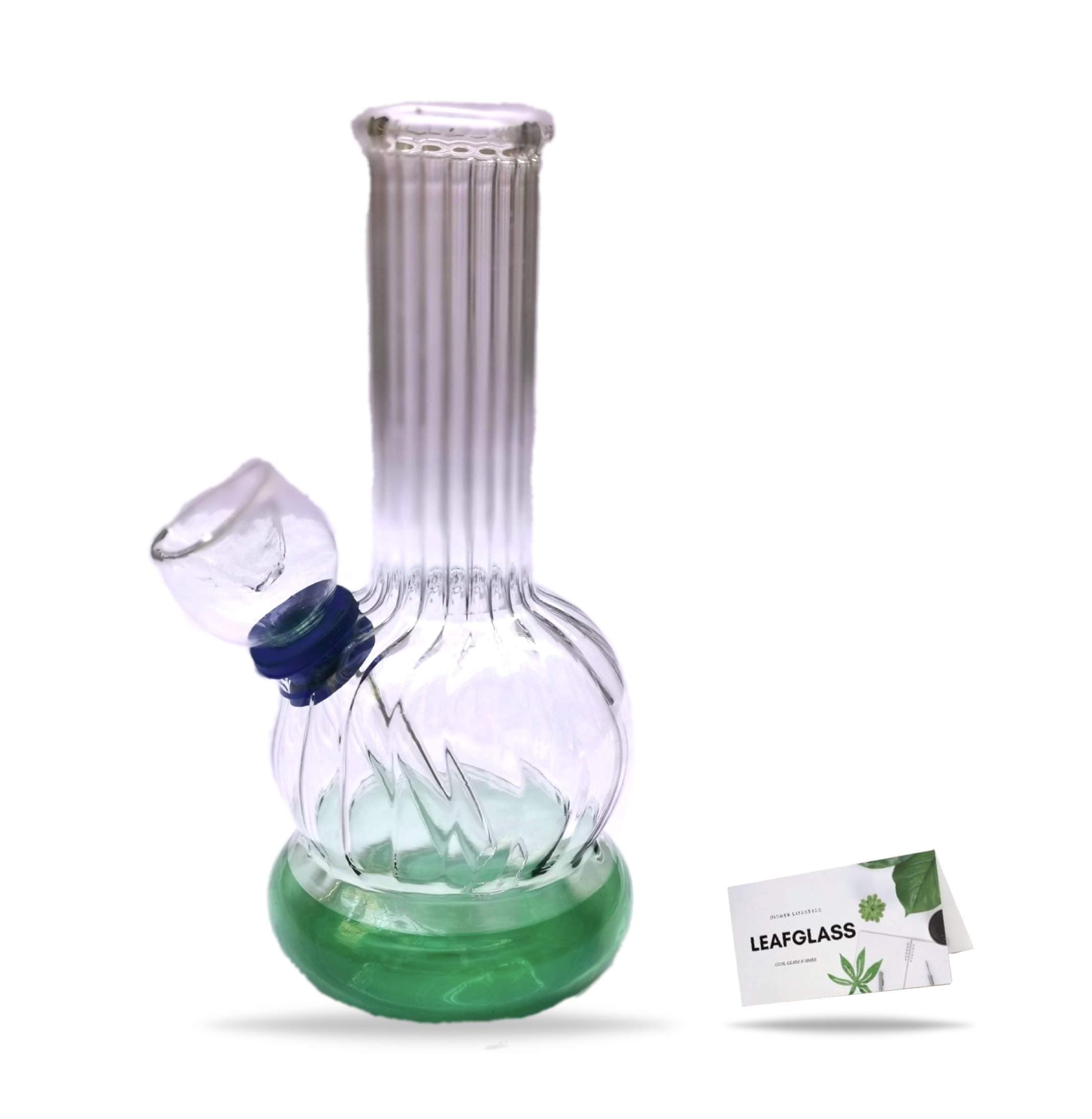 LeafGlass Higher Lifestyle Collection Mini Glass Multicolour Bong Waterpipe with Bow for Smoking ( 4 inch )