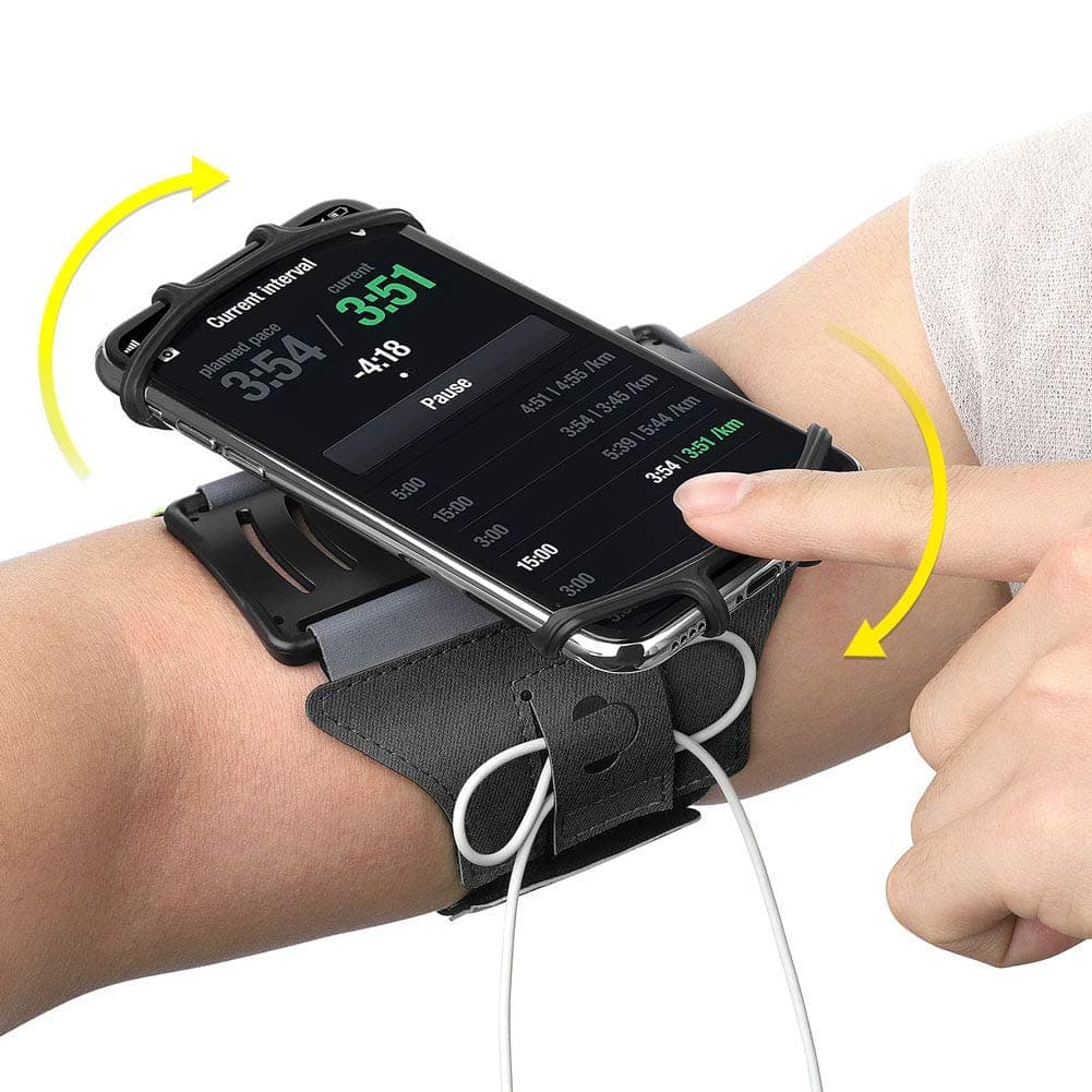 Pokanic Cellphone Armband 180° Rotatable Key Holder Light Weight for Hiking Biking Walking Running Gym Sports Exercise Fitness Compatible with iPhone Galaxy Pixel LG Sony (Black)