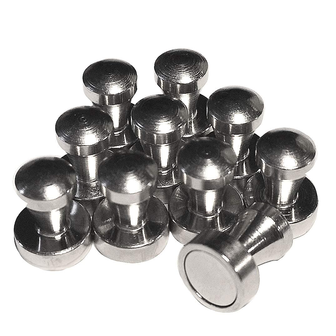 10 x Quality Magic & # X2607 Magnets N42 Fridge Push Pins Stainless Steel Very Strong Pin Board Magnets 12 mm 16 mm with handle and Heavy Duty Neodymkern