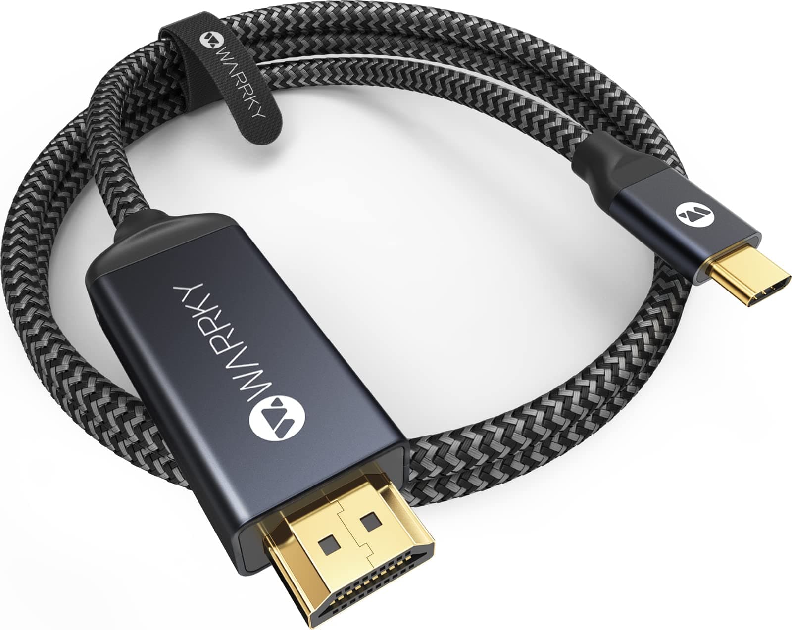 Warrky USB C to HDMI Cable 6ft, 4K@60Hz HDR [Aluminum Shell, Gold-Plated Plug] Braided Type C to HDMI 2.0 Cord, Thunderbolt 3/4 Compatible with MacBook Pro/Air, Mac, Samsung Galaxy, Surface, iPad, TV
