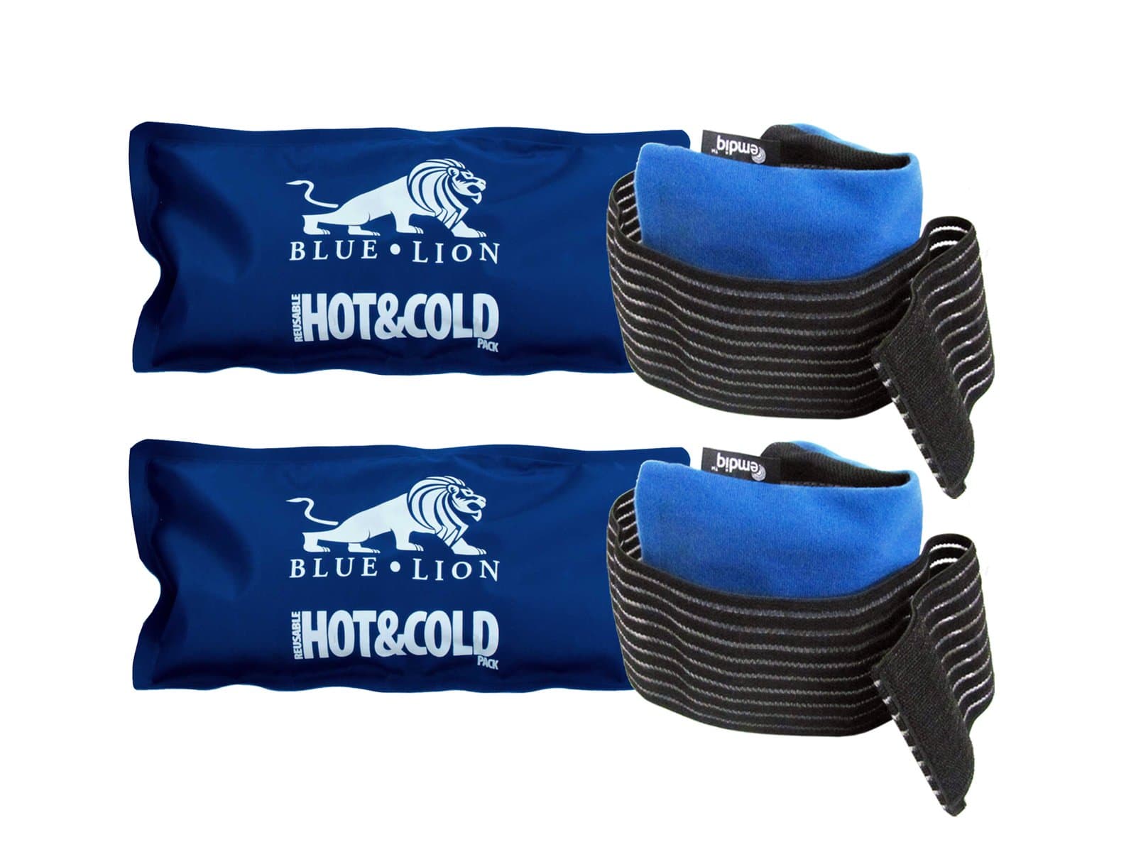 Emdiq Adjustable Compress Wrap and Blue Lion Hot Cold Gel Pack - 2 Sets