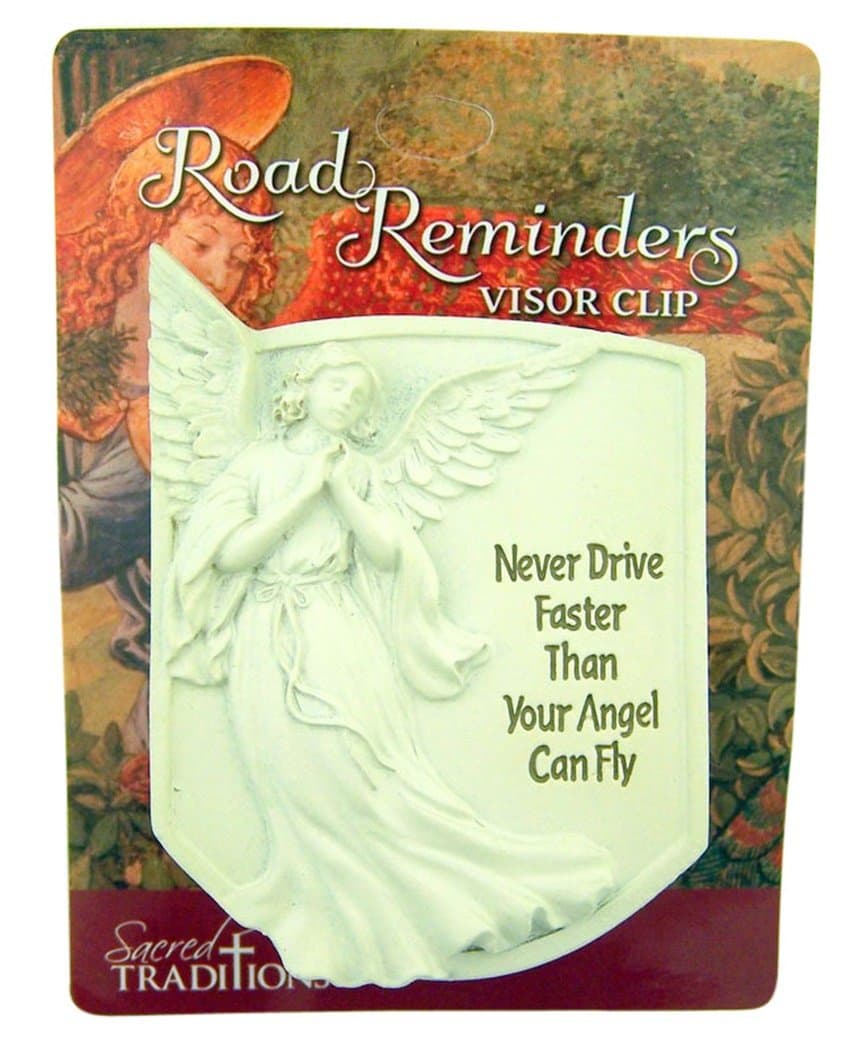 Road Reminders Never Drive Faster Than Your Angel Can Fly Resin Visor Clip, 2 1/2 Inch