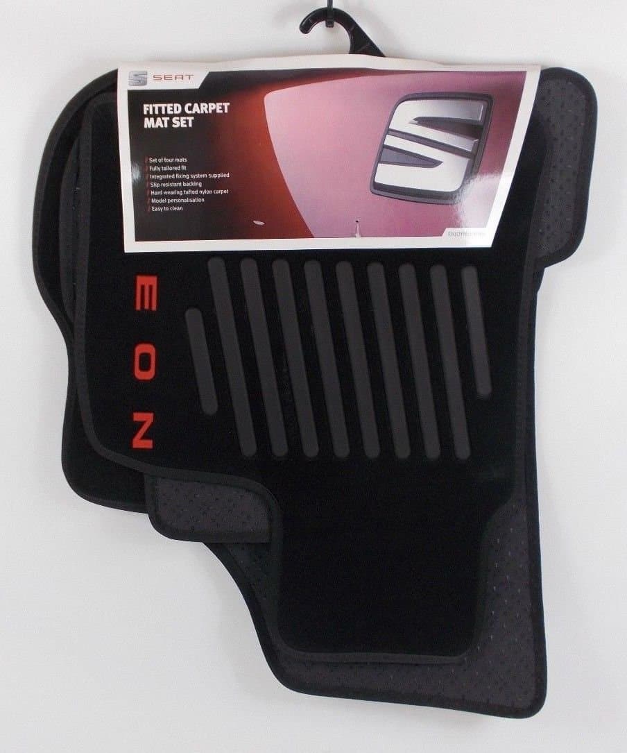 GENUINE SEAT LEON 1P 2005-12 FRONT + REAR BLACK CARPET MATS SET