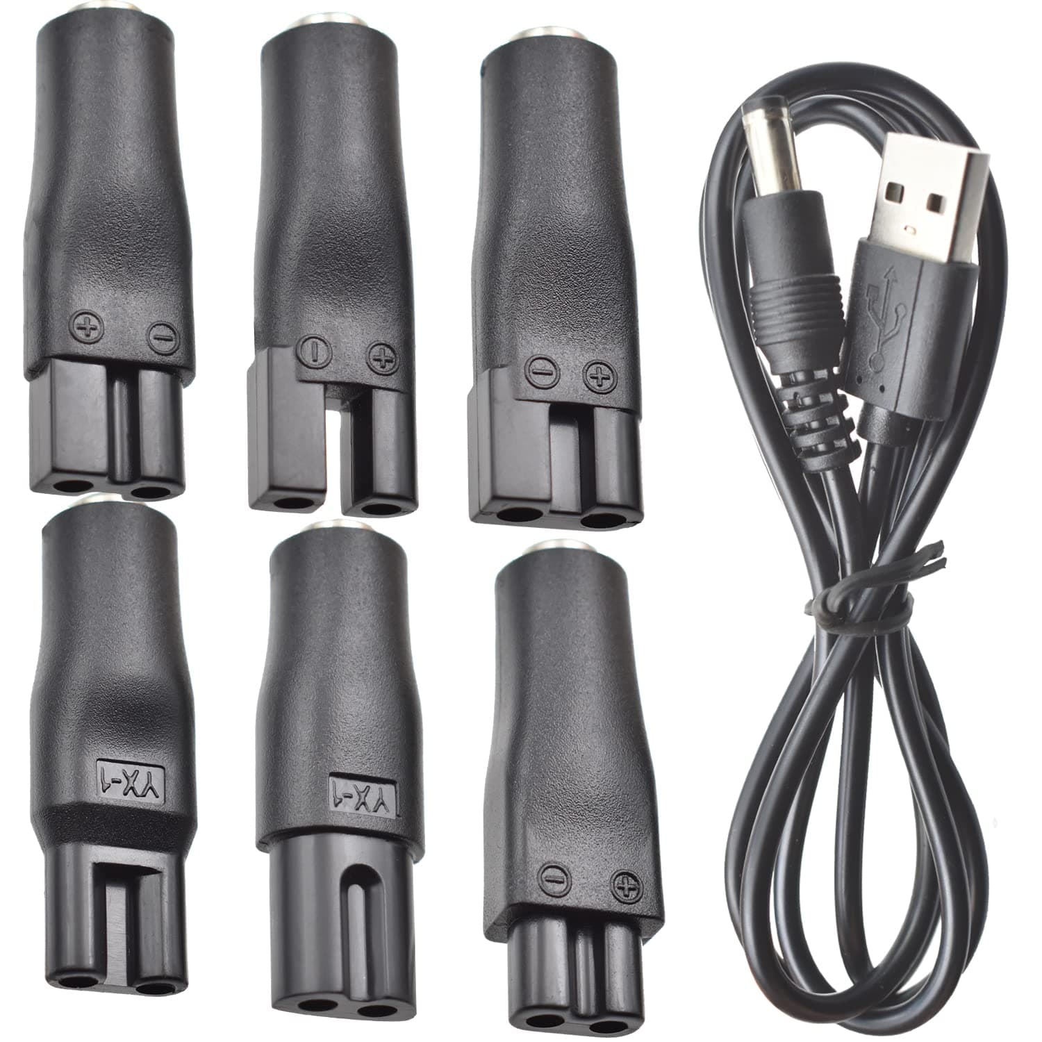 - 7 PCS Power Cord 5V Replacement Charger USB Adapter Suitable for Electric Hair Clippers, Beard Trimmers, Shavers, Beauty Instruments, Desk Lamps, Purifiers.