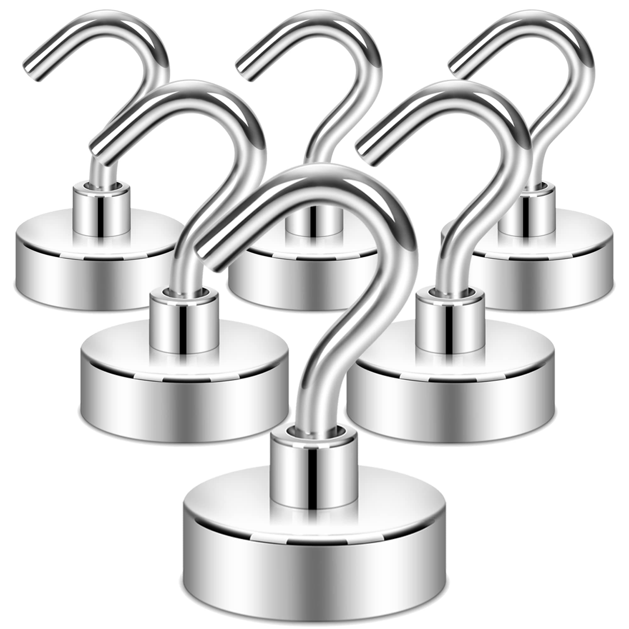Magnetic Hooks, 15kg Extra Strong Magnet with Hook for Fridge,Heavy Duty Cruise Hook for Ceiling,Small Magnetic Holder for Van, Tool(White, Pack of 6)