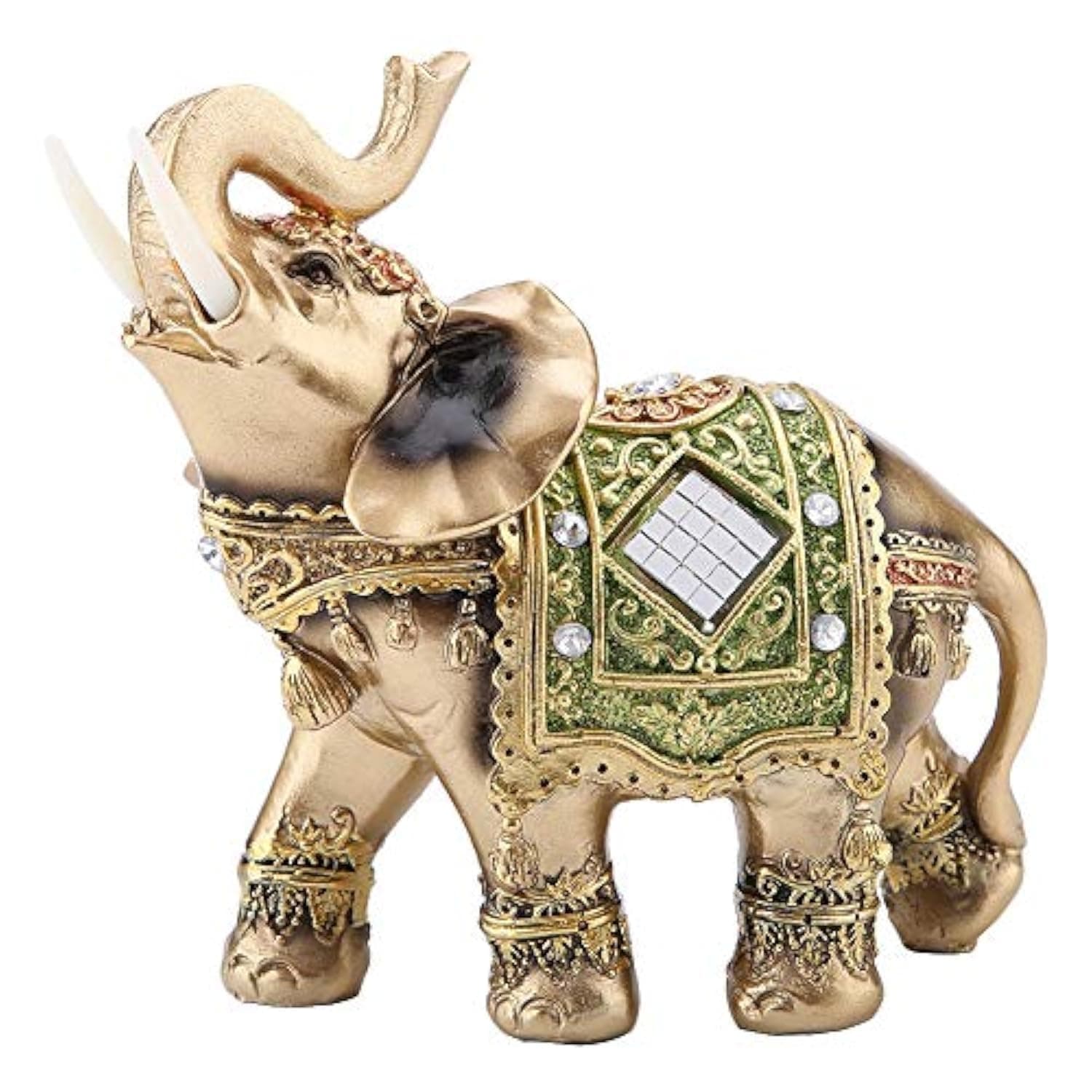 HEEPDD Elephant Statue, Lucky Feng Shui Green Elephant Sculpture Wealth Figurine for Home Office Decoration Gift (S 8.5x4.5x9cm/3.3x1.8x3.5in)