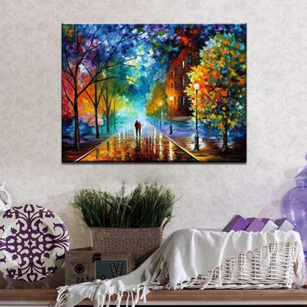 Haokuo Diy Oil Painting, Paint by Number Kit Theme-Romantic Street 1620 inch (A Frame)