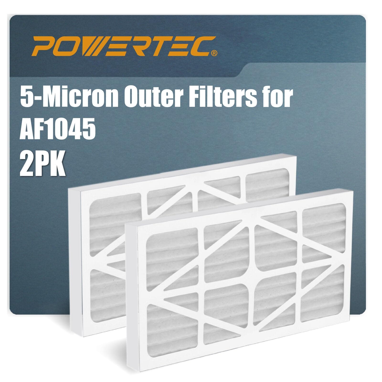 POWERTEC 5 Micron Outer Air Filters for WEN 3417 Filter Replacement & WEN 1044 1270 CFM Wood Shop Air Filtration Systems (3415/3416/AF1270), POWERTEC AF1045/AF1044, 2PK (75020-P2)