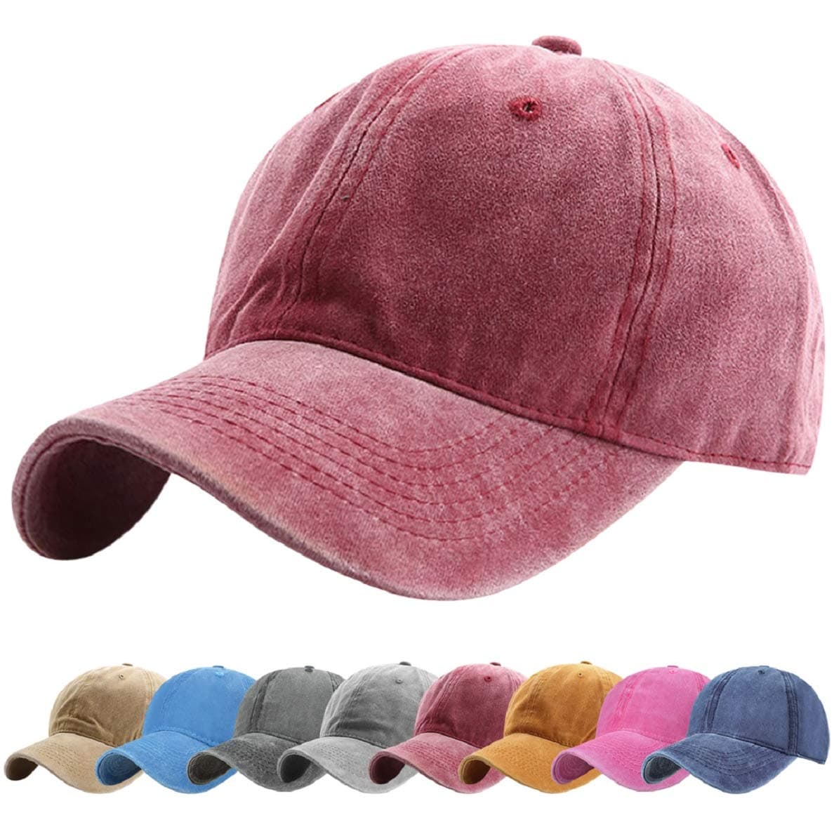 – Unisex Baseball Cap Washed Cotton Vintage Summer Classic Fashion Solid Color Outdoor Sun Baseball Cap for Men Women