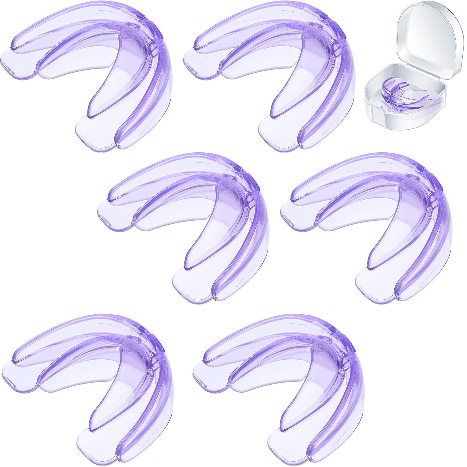 TOODOO 6 Pieces Braces Mouth Guard Kids Sports Mouth Guard for Kids Double Football Youth Mouthguards for Boxing Football Hockey Karate Basketball (Transparent Purple)