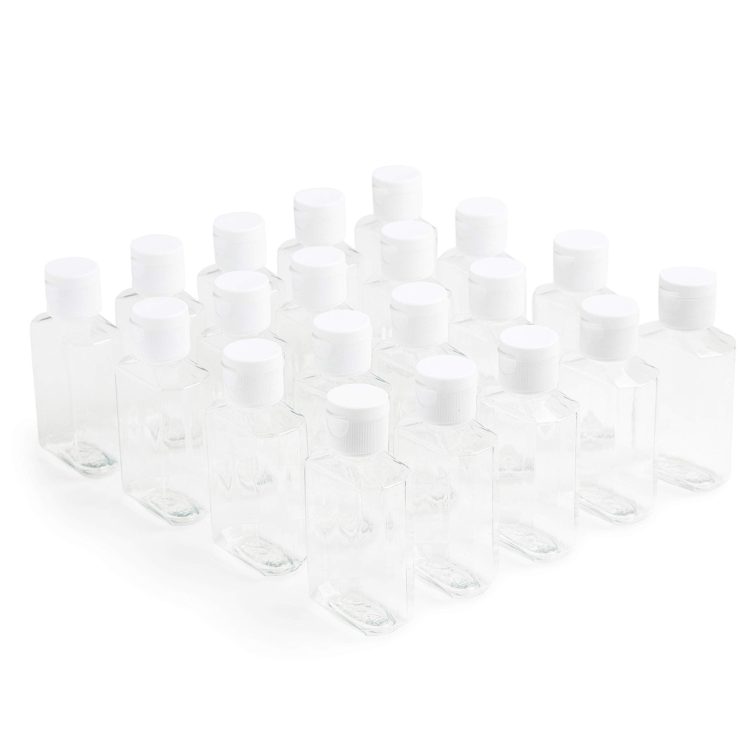 | Clear, Refillable Flip-Top Bottles | BPA/Paraben-Free, 2 fl oz (60 mL) — Set of 20