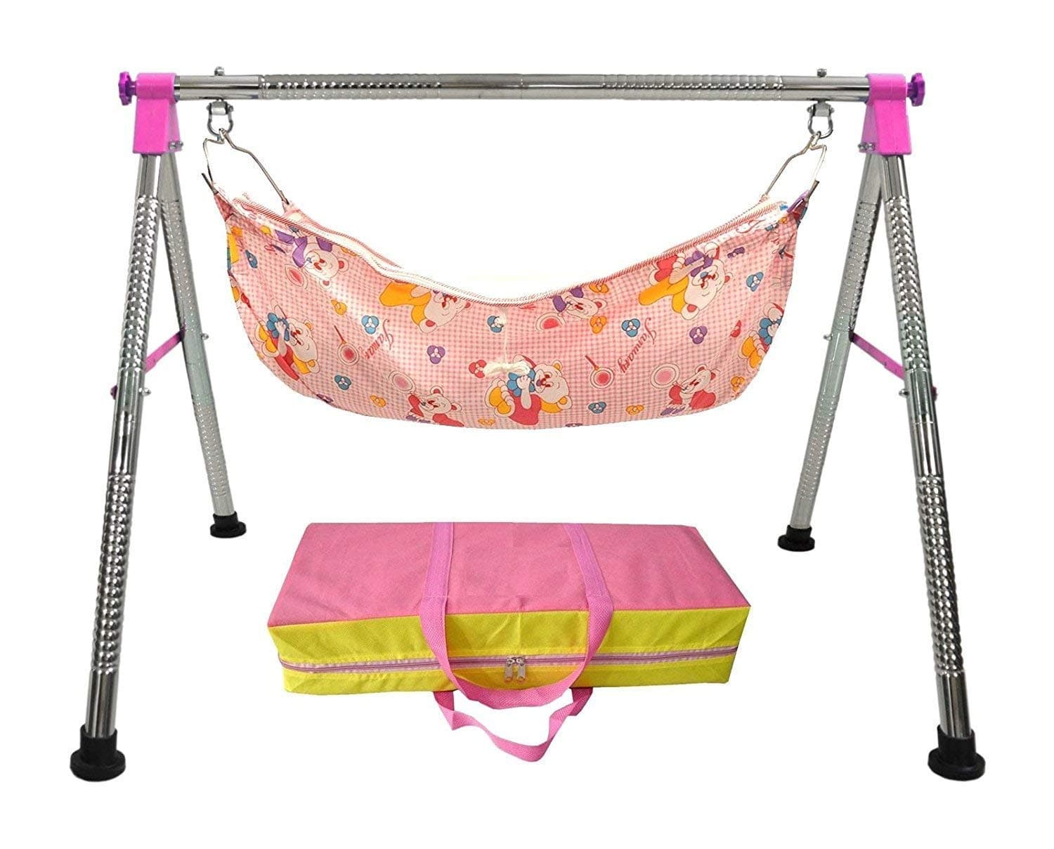WESTTURN Indian Style Ghodiyu Born Baby Sleep Swing Cradle, (Pink) 1