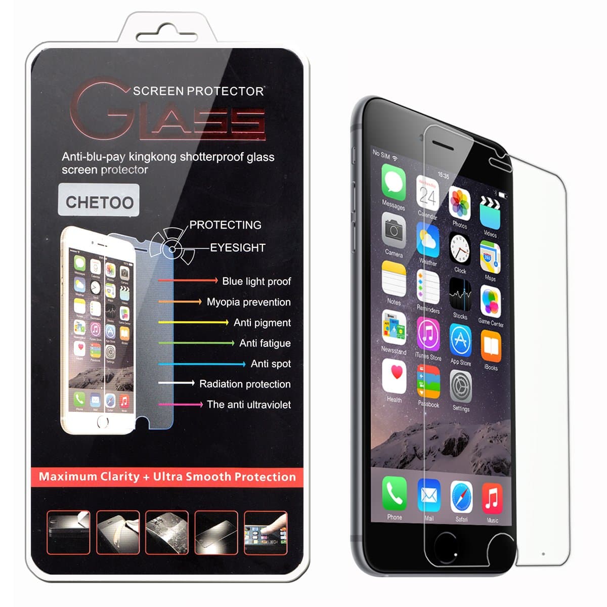 iPhone 6 iPhone 6s Smart Screen Protector,Chetoo [Tempered Glass Protection] iPhone 6 4.7" Premium Ballistic Nano 0.2mm Tempered Glass Screen Protector
