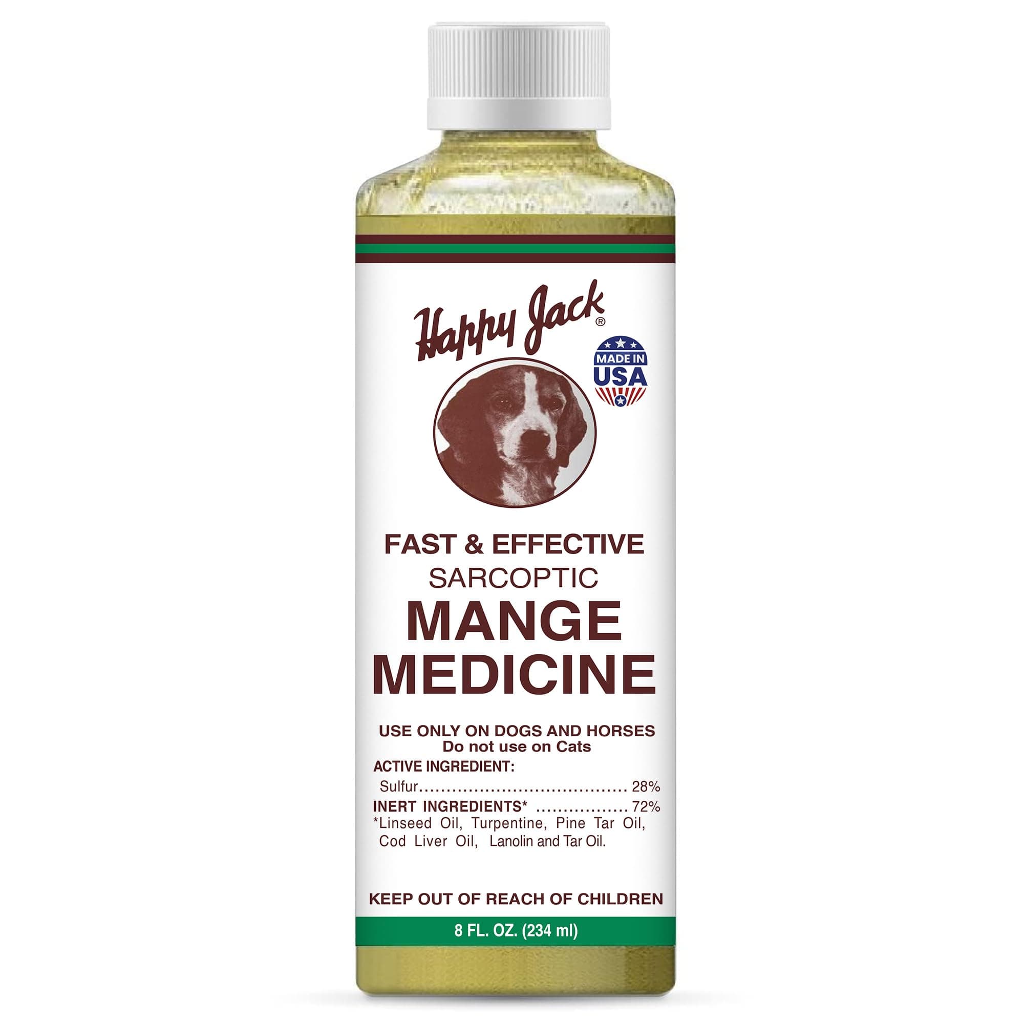 HAPPY JACK Mange Medicine & Treatment for Dogs & Horses - Brings Soothing Itch Relief to Severe Mange, Fungi, Allergies, Eczema & Most Dog Skin Irritation (8 oz)