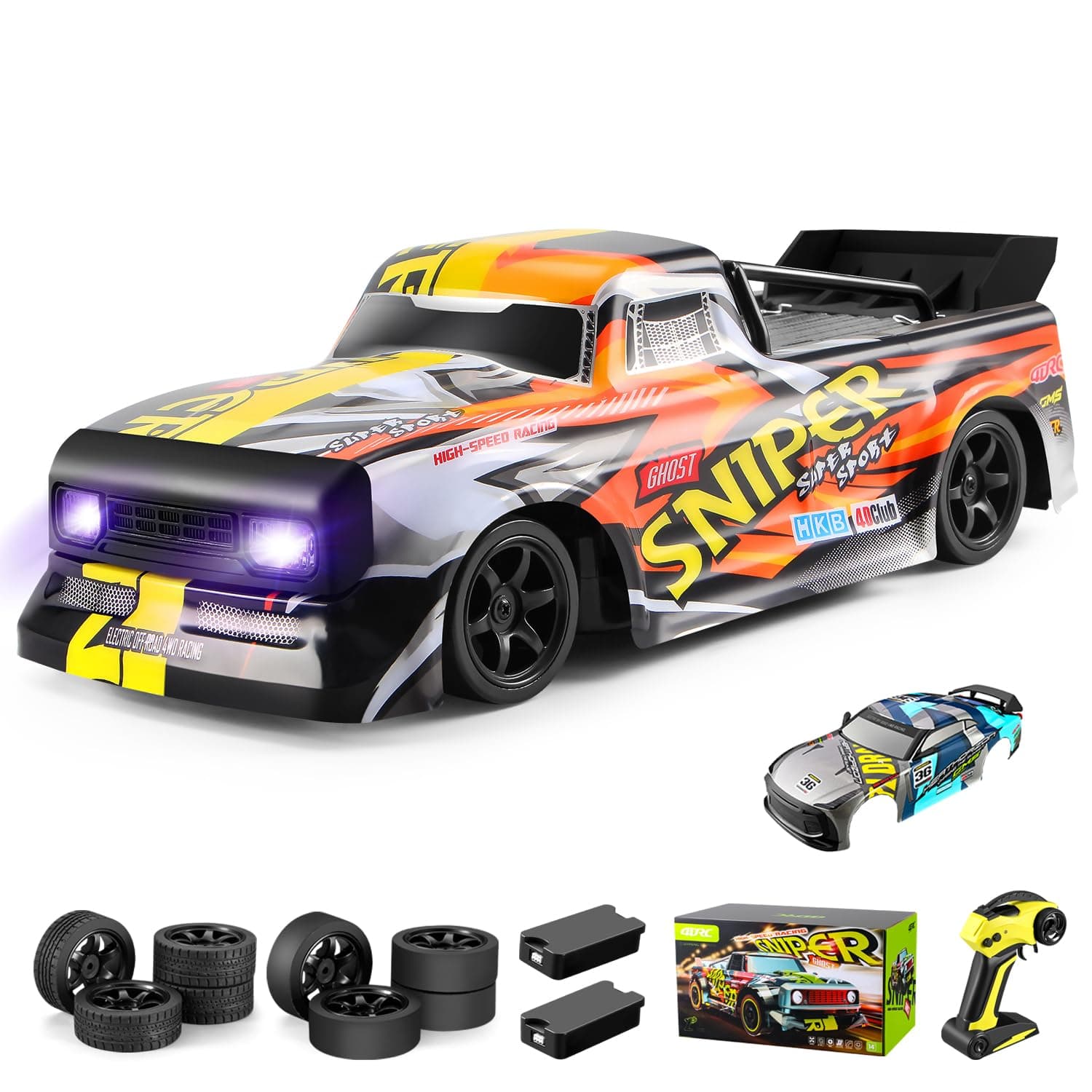 4DRC Rc Car, 2.4Ghz High Speed RC Drift Car, 4WD Drifting Racing Remote Control Monster Truck 30+ KM/H, All Terrain Off Road Truck for Adult & Kids Age 8-12 Gift