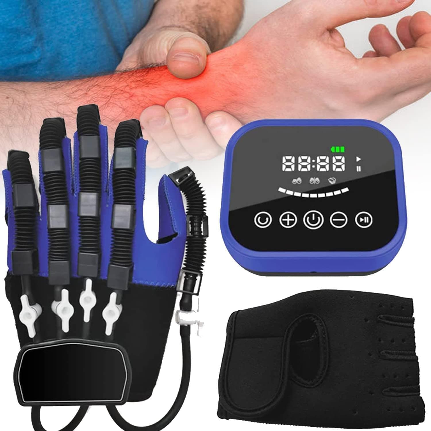 Hemiplegia Finger Rehabilitation Trainer Robot Gloves Rehabilitation Robot Gloves Finger Hand Training Device Straightening Brace Guard Protector for Stroke Hemiplegia Patients,XL-LeftHand