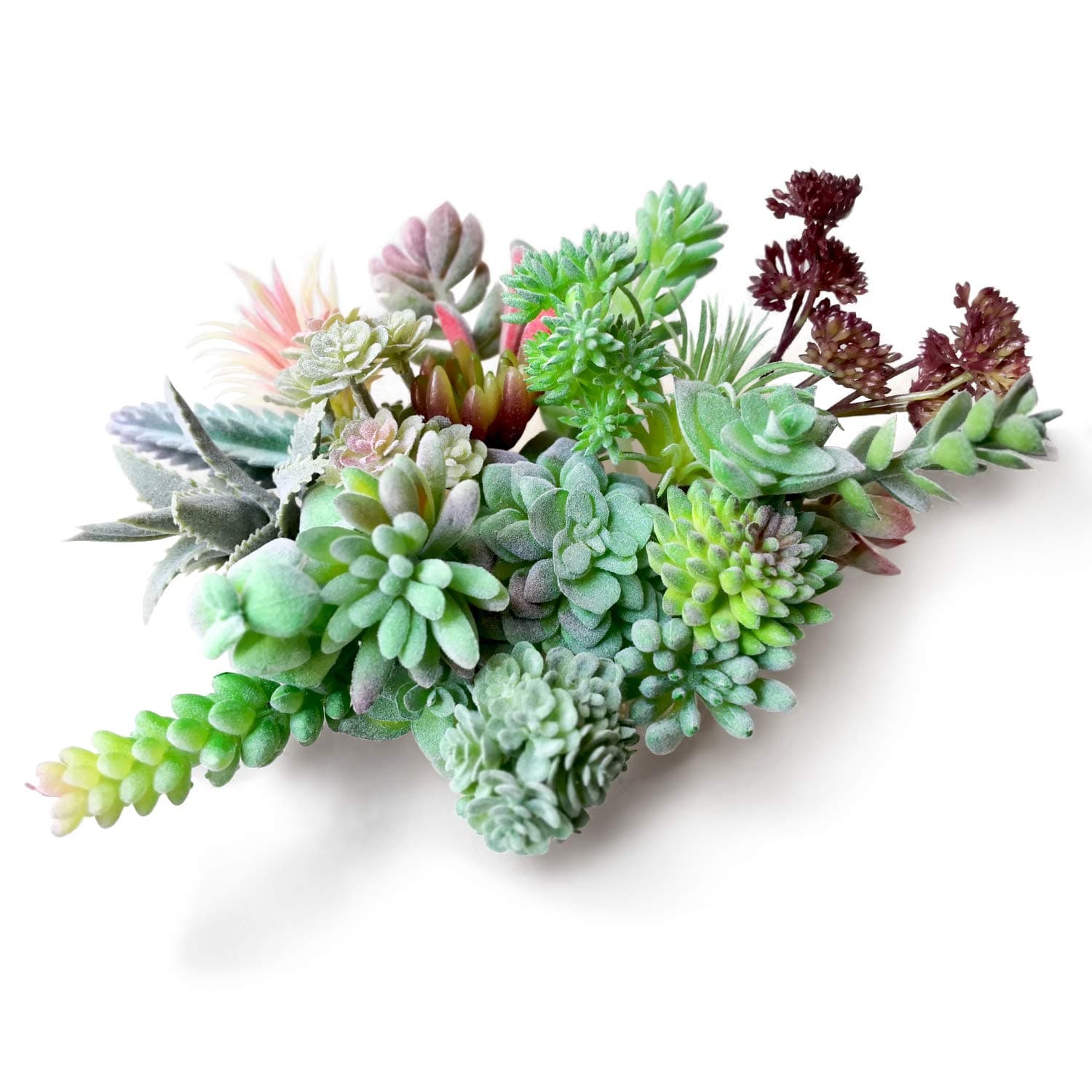20 Pcs Artificial Succulent Plants Faux Flocking Succulents Assorted Unpotted Succulent Plants Arrangement Textured Cactus Stems Picks for Home Decor Indoor Wall Garden DIY Decorations