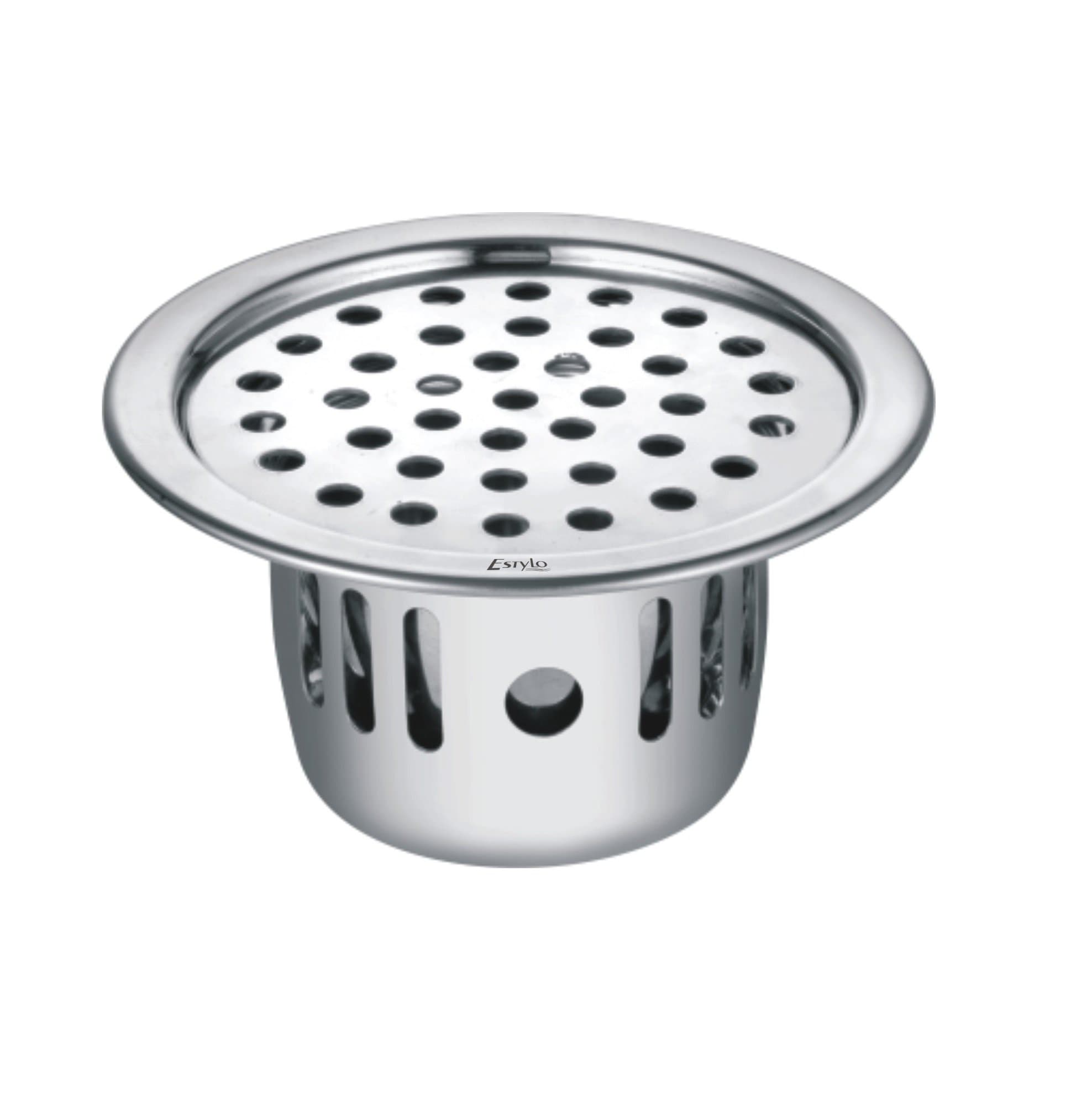 Estylobath Brand Stainless Steel Cockroach Trap Round 5" Plain Jali (Chrome Finished) Heavy Quality
