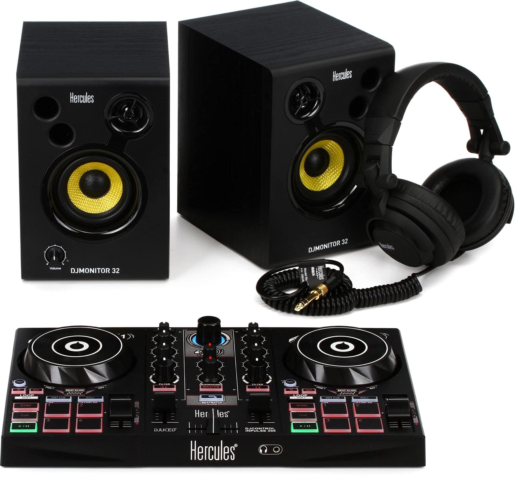 DJ Learning Kit w/ Inpulse 200 DJ Controller, 15 Watt Monitor Speakers and Sound-Isolating Headphones –2 Decks