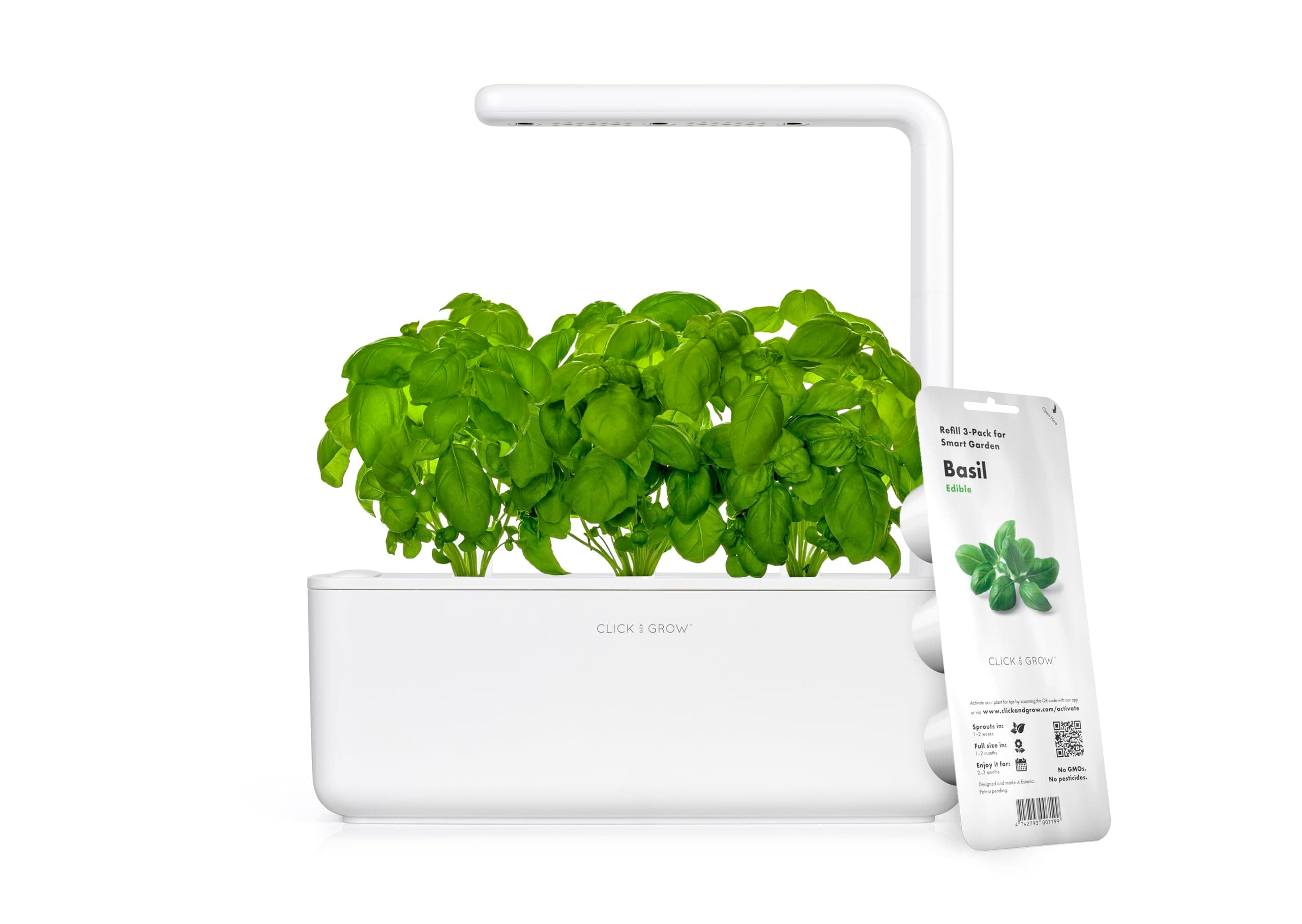 Click to Grow Smart Garden with 3 Basil Cartridges, White
