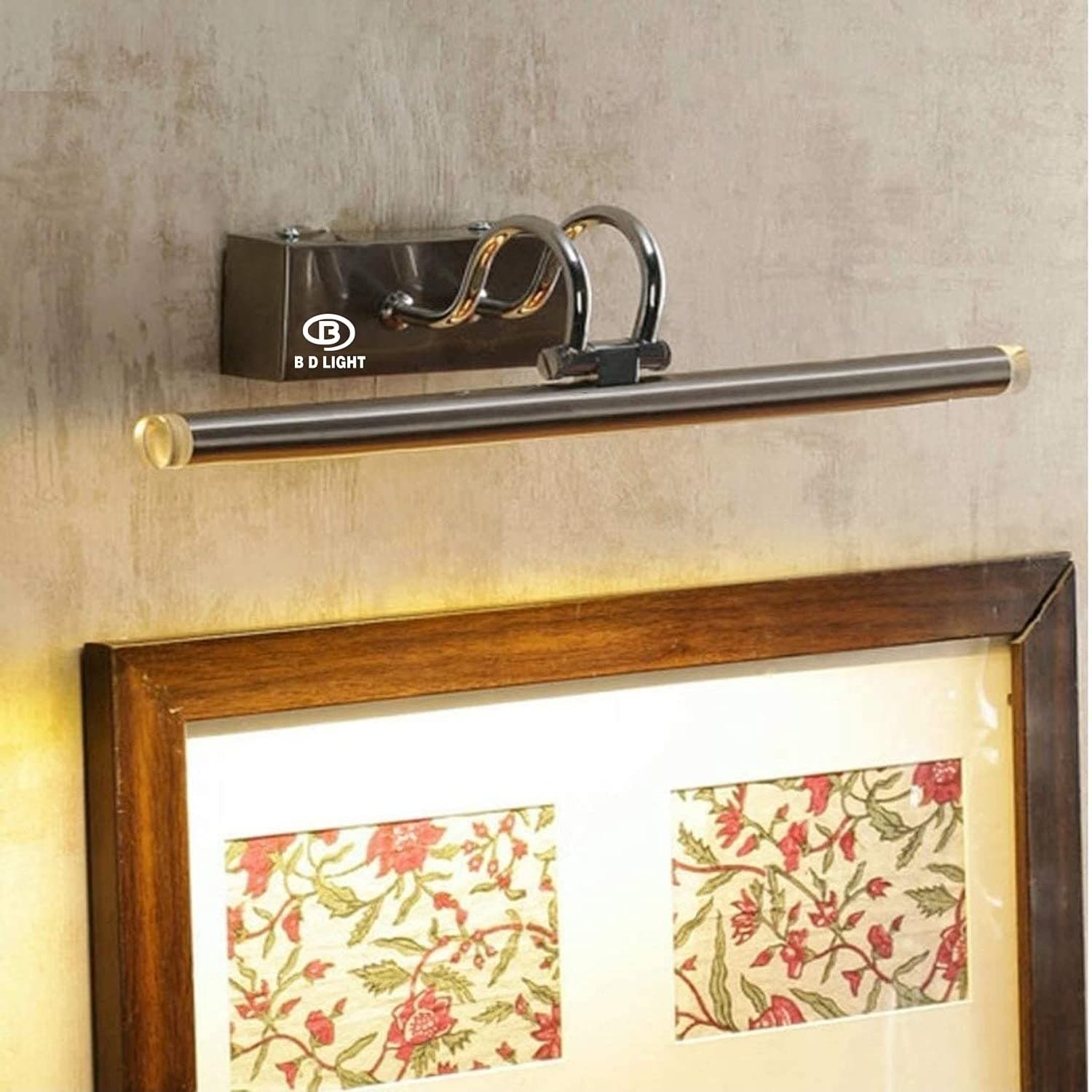 B D light Warm-Whiite LED Straight Shaped Picture Light Mirror Light Wall Lamp Lighting (Silver)