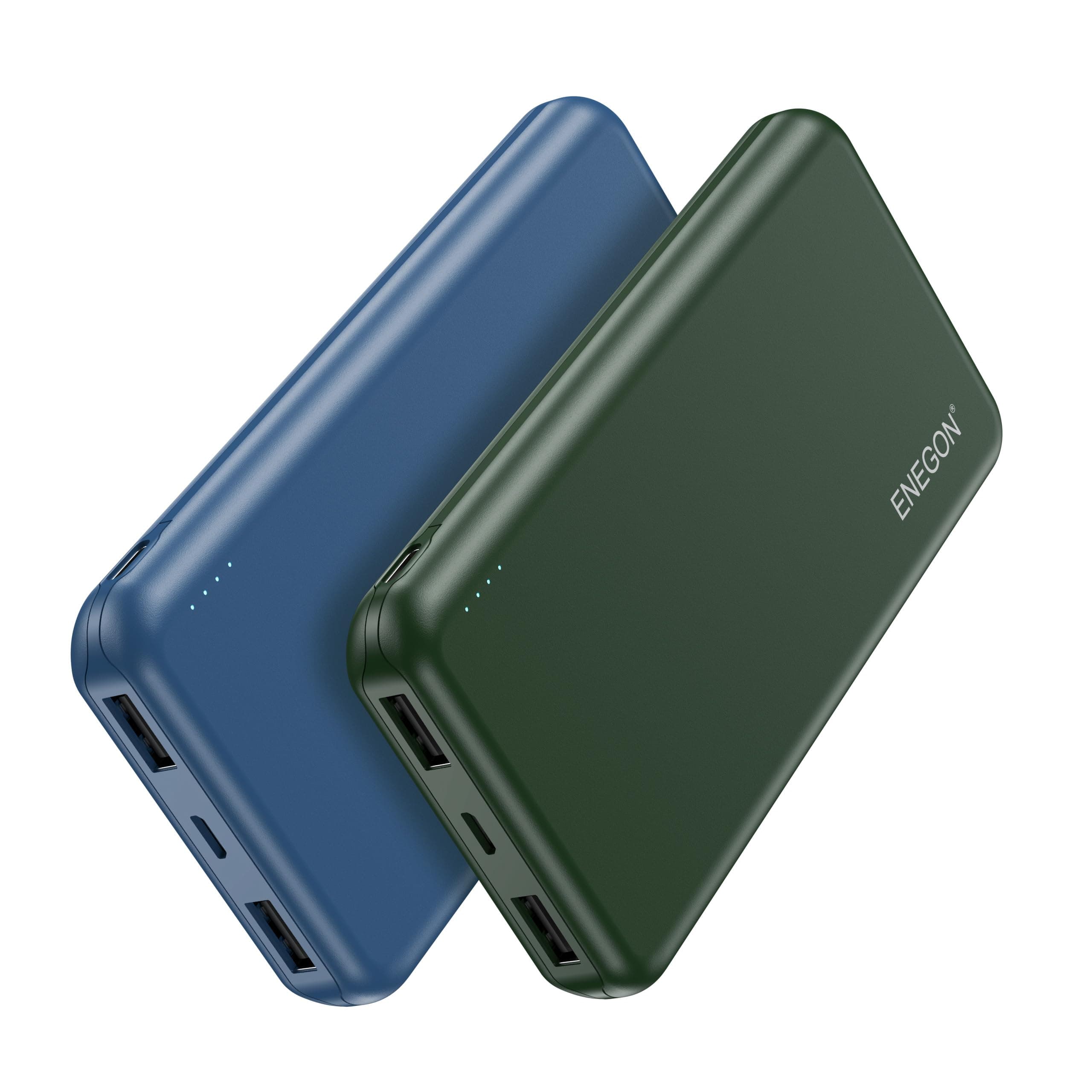 ENEGON Lot de 2 chargeurs Portables Powerbank 10 000 mAh, Le Chargeur de téléphone avec entrée et Sortie USB-C et Deux Sorties USB pour iPhone, iPad, Galaxy S9, tablettes et Plus (Bleu + Vert)