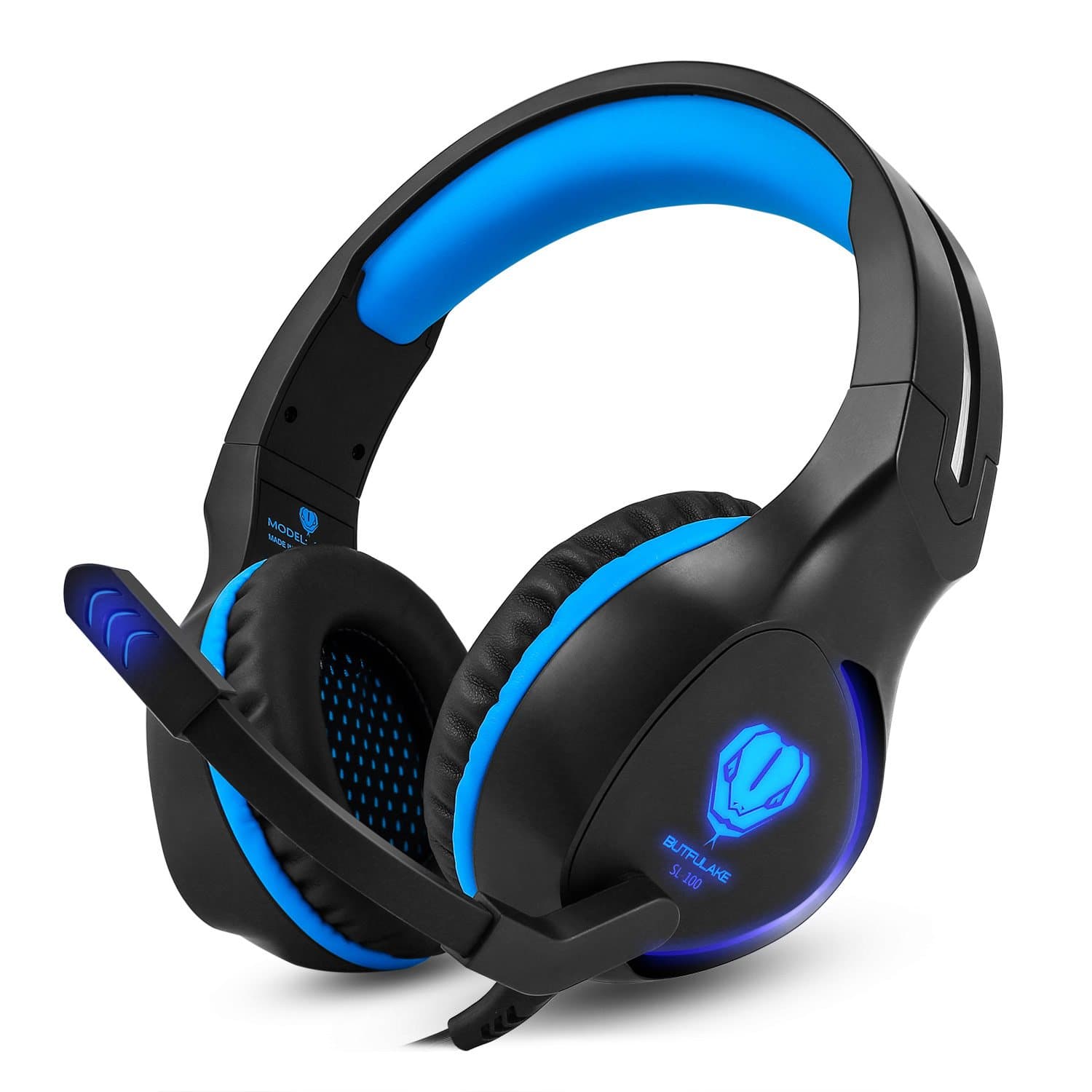 Over Ear Gaming Headset with Mic : Noise Reduction, Excellent Sound Quality, Soft Comfy Leather Earmuff, Light Durable Frame, LED Lights for PS4 Xbox One 360 PC Laptops Nintendo Switch