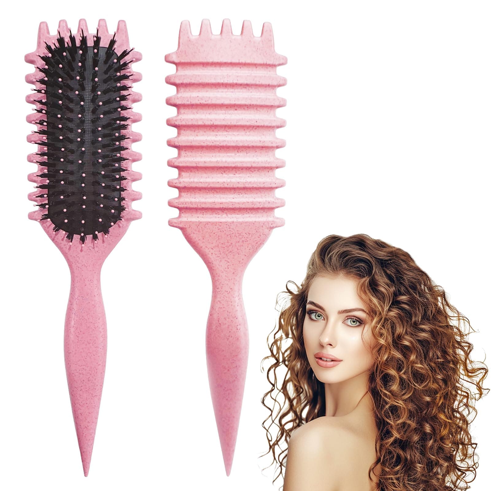 Curly Hair Brush, Curl Defining Brushes, Styling Brush for Curly Hair, Shaping and Defining Curls Brushes for Women (Pink)