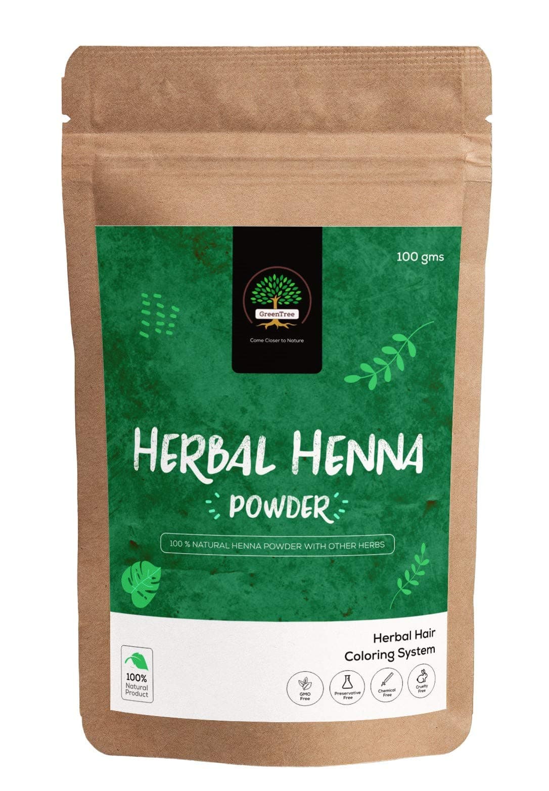 GreenTree Herbal Henna Powder 100% Natural and Chemical Free (100)
