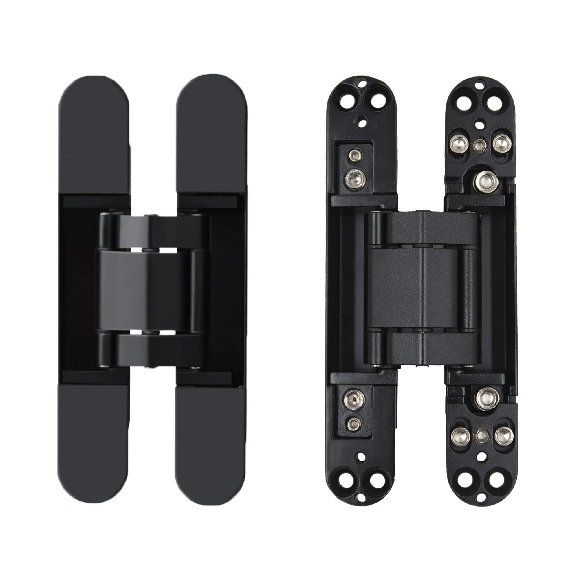 HLMOptimo 7 Inch Invisible Hinges - Black Pack of 2 (2 Count) - Modern Style - Metallic Finish - Zinc & Aluminum Alloy - 180 Degree Swing - 3D Adjustable Butt Hinge