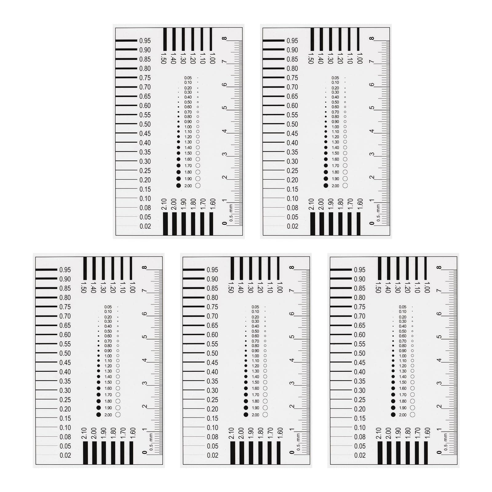 HARFINGTON 5pcs High Precision SEC Size Estimation Chart 8cm Transparency Flaw Detection Film Ruler for Diameter and Line Width Defects Measuring