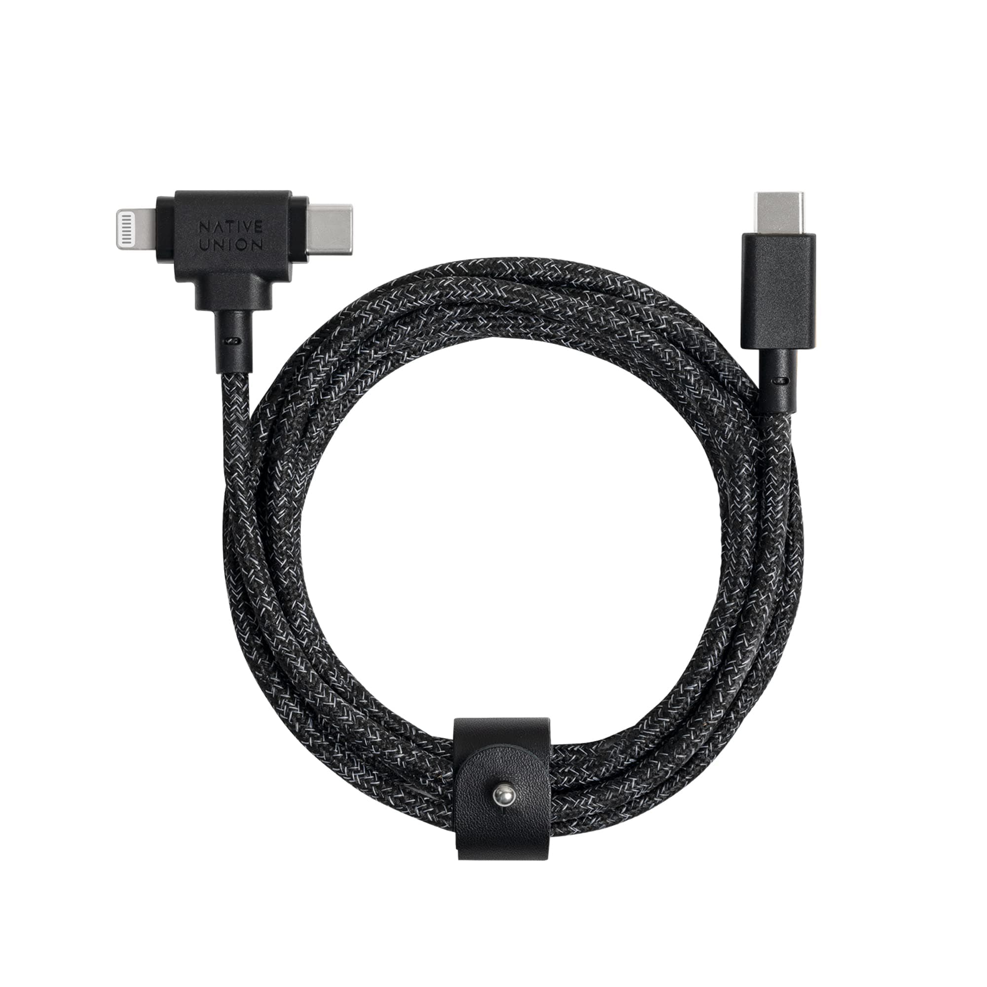 Native Union Belt Cable Duo 5ft Ultra-Strong Braided Universal Charging Cable Made with Recycled Materials 2-in-1 Multi-Device MFi Certified Connectors for Lightning & Type-C Devices (Cosmos)