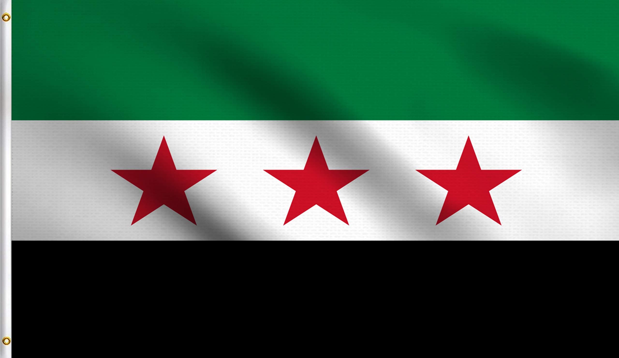 DMSE Republic of Syria Syrian Arab Flag 2X3 Ft Foot 100% Polyester 100D Flag UV Resistant (2' X 3' Ft Foot)