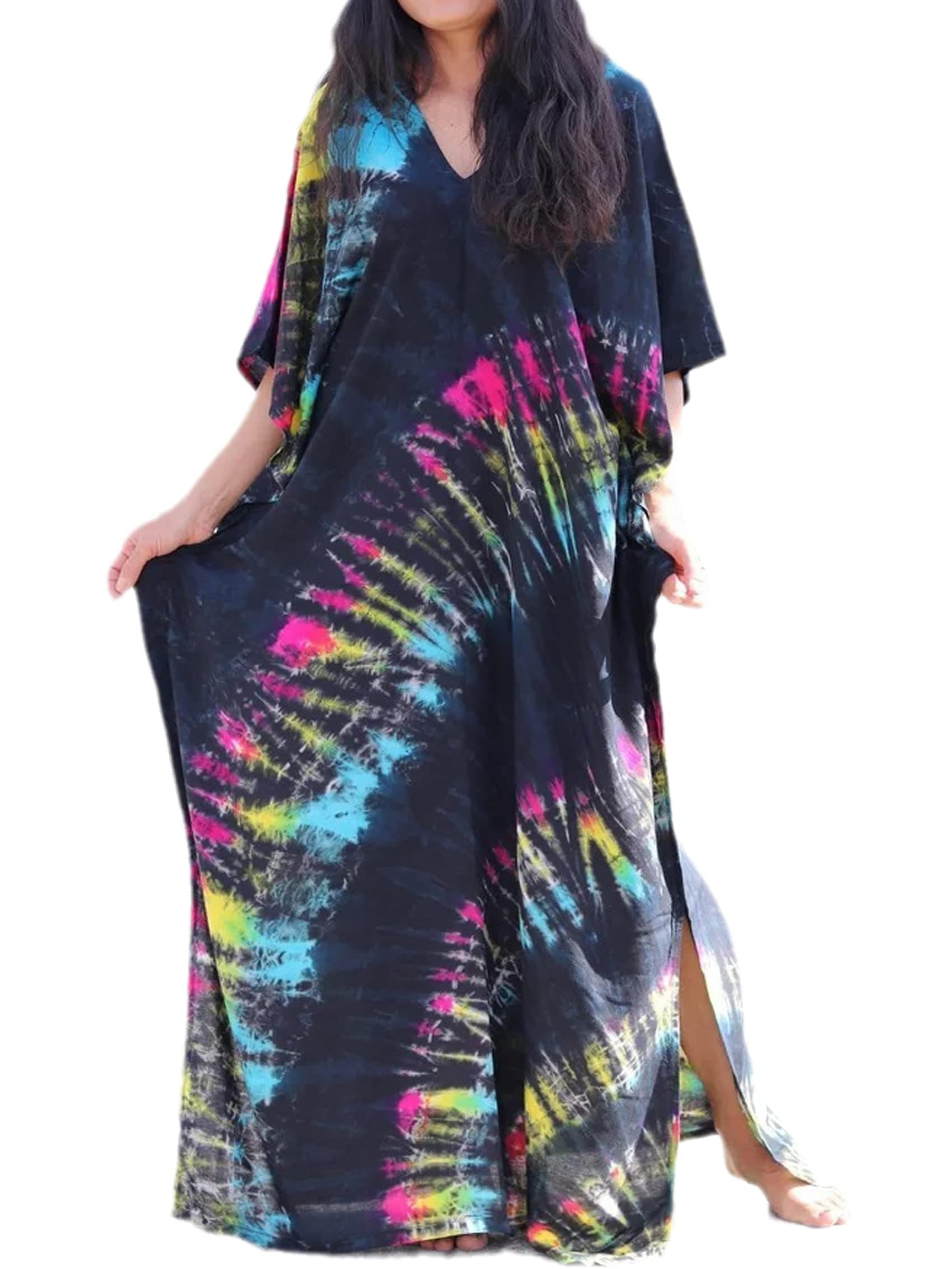Kaftan Dresses for Women Plus Size Summer Beach Dress with Print and Swim Cover Ups