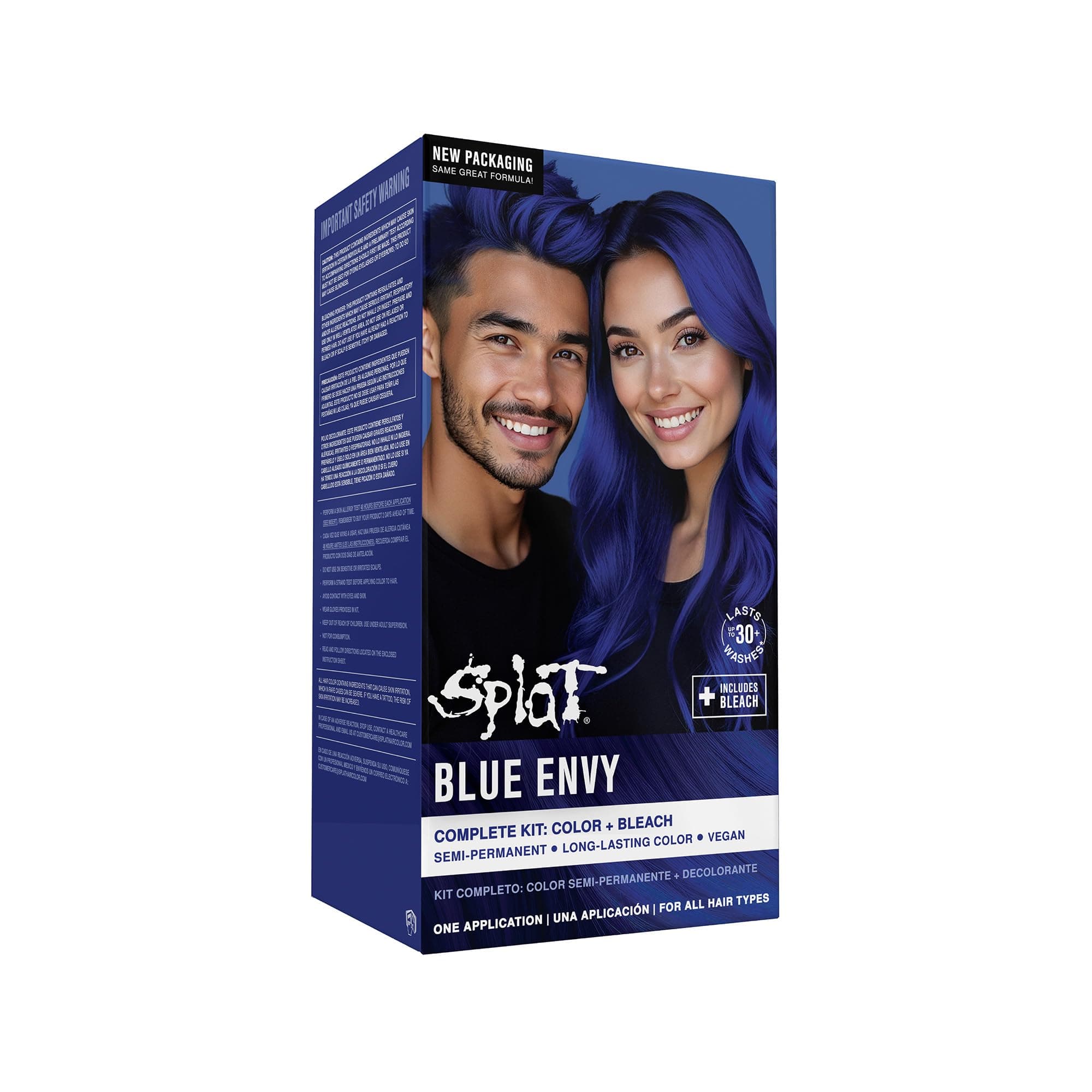 Splat Blue Envy Semi Permanent Hair Dye Kit with Bleach, 1 Application, Includes Blue Hair Dye, Oxide & Bleach Powder, Vegan & Cruelty Free Hair Color