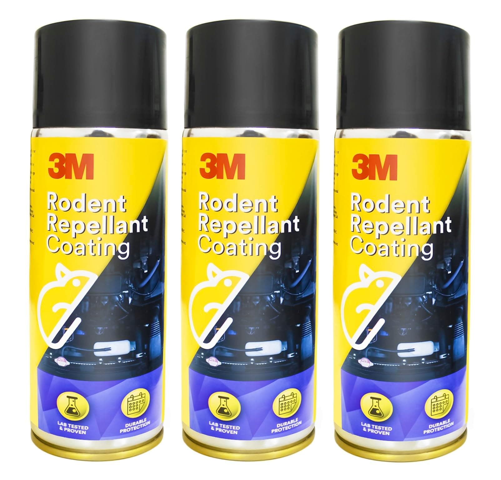 Rodent Repellent Coating, Rat Repellent Spray, Prevents Rat Bites in Engine Parts and Wires, Highly Effective, Leak-Free, Easy-to-Spray, Bitter Taste, No Kill-only Repels (Each 250g, Pack of 3)