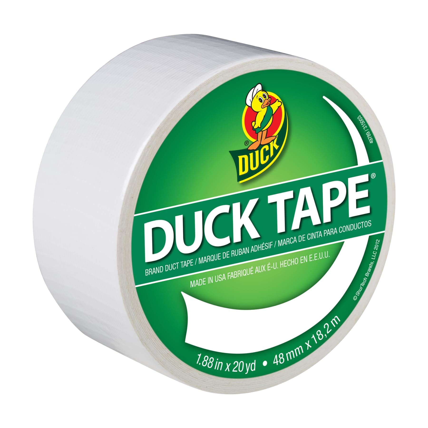 Duck Tape Solid Colours White. Repair, craft, personalise, decorate and educate - 48mm X 18.2m