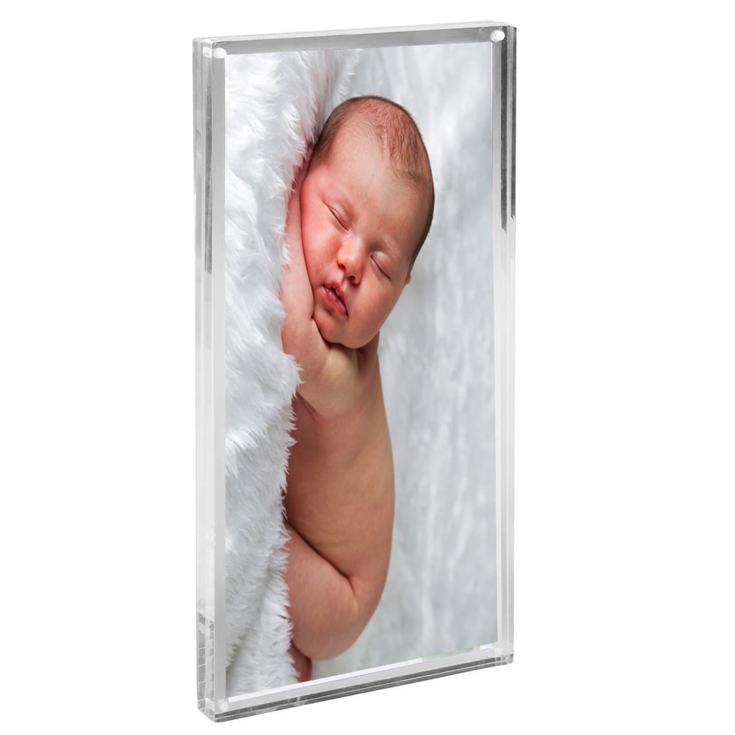 Clear Acrylic Photo Frame,Magnetic Perspex Picture Holders Table Standing Double Side Displays,10mm+10mm Thickness Transparent,Stand In Desk &Table Frames for Gift,4x10