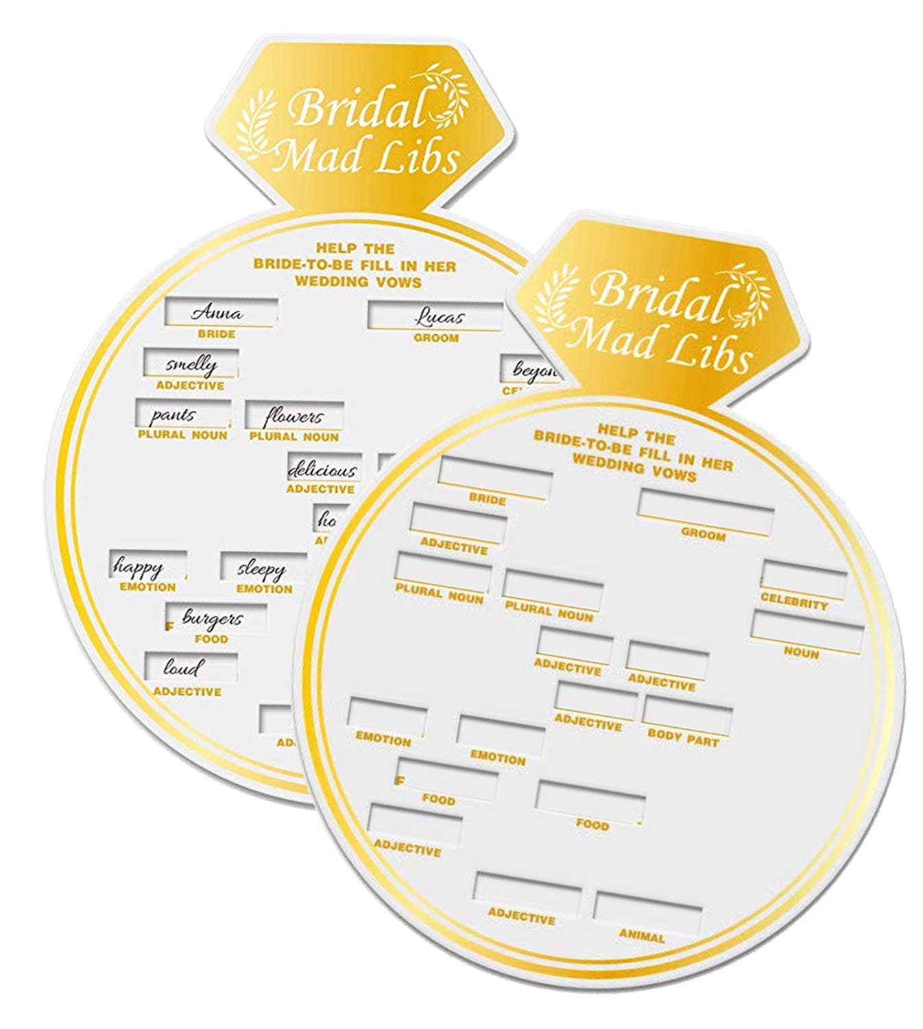 50 Bridal Shower Game Card Ring Shaped Funy Party Game Cards