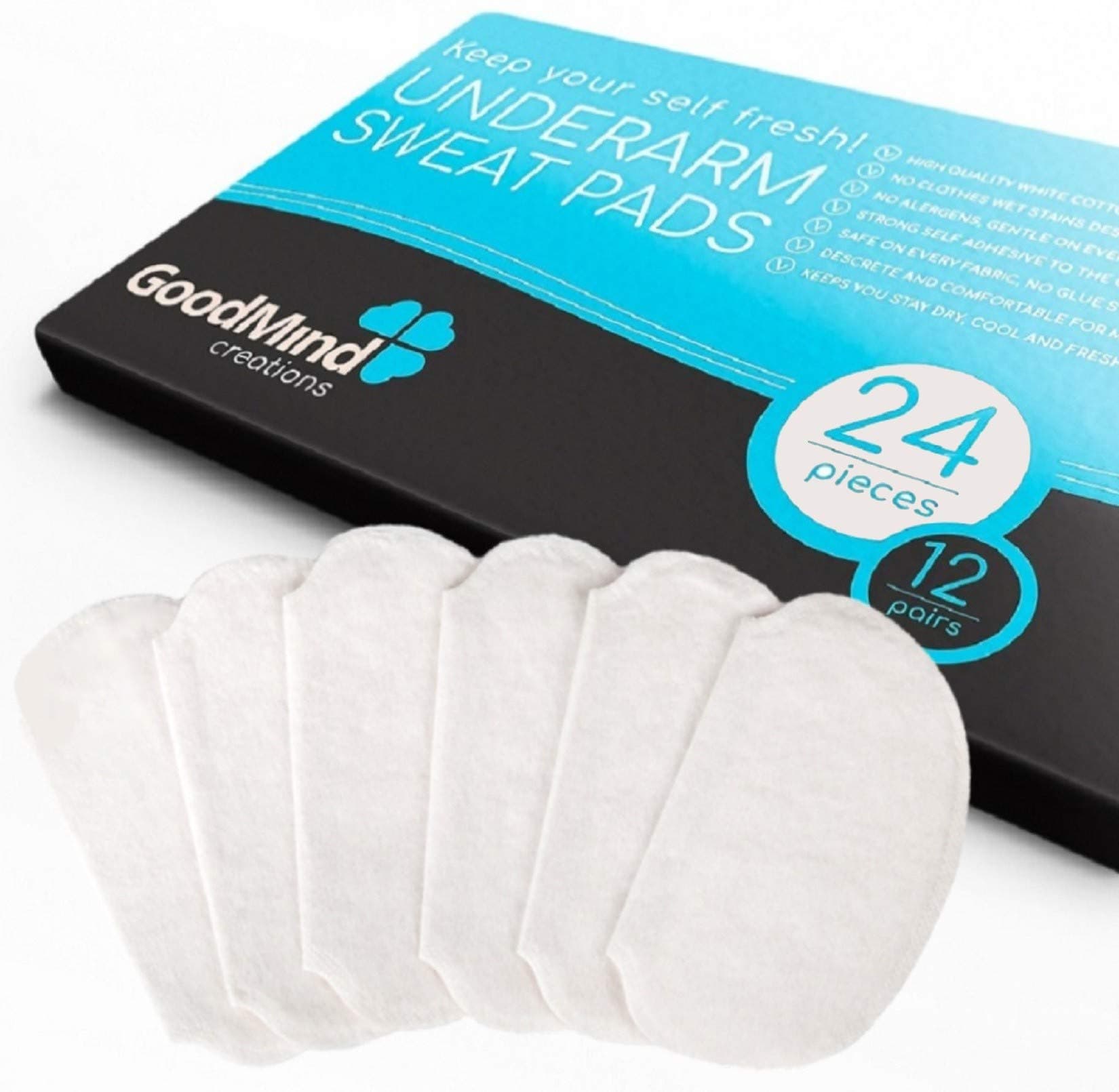 Underarm Sweat Pads [24pcs/12pairs] Keep Your Armpits Fresh, Guard your Shirt Stop Sweat Spots or Stains Fight Excessive Sweating with Disposable Individually Packed Pairs Cotton Pads.