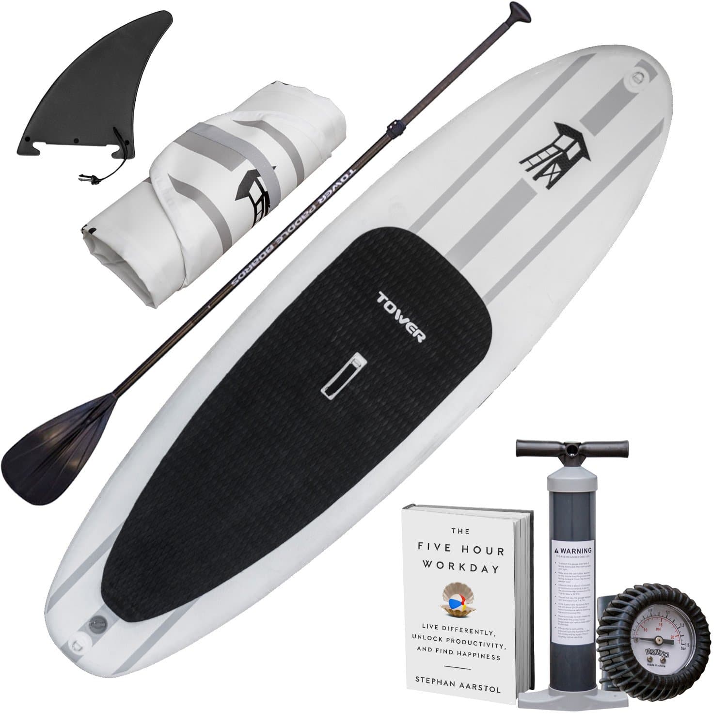 Tower Adventurer 300 cm Inflatable Paddle Board (15 cm Thick) with Pump and 3-PC Adjustable Paddle