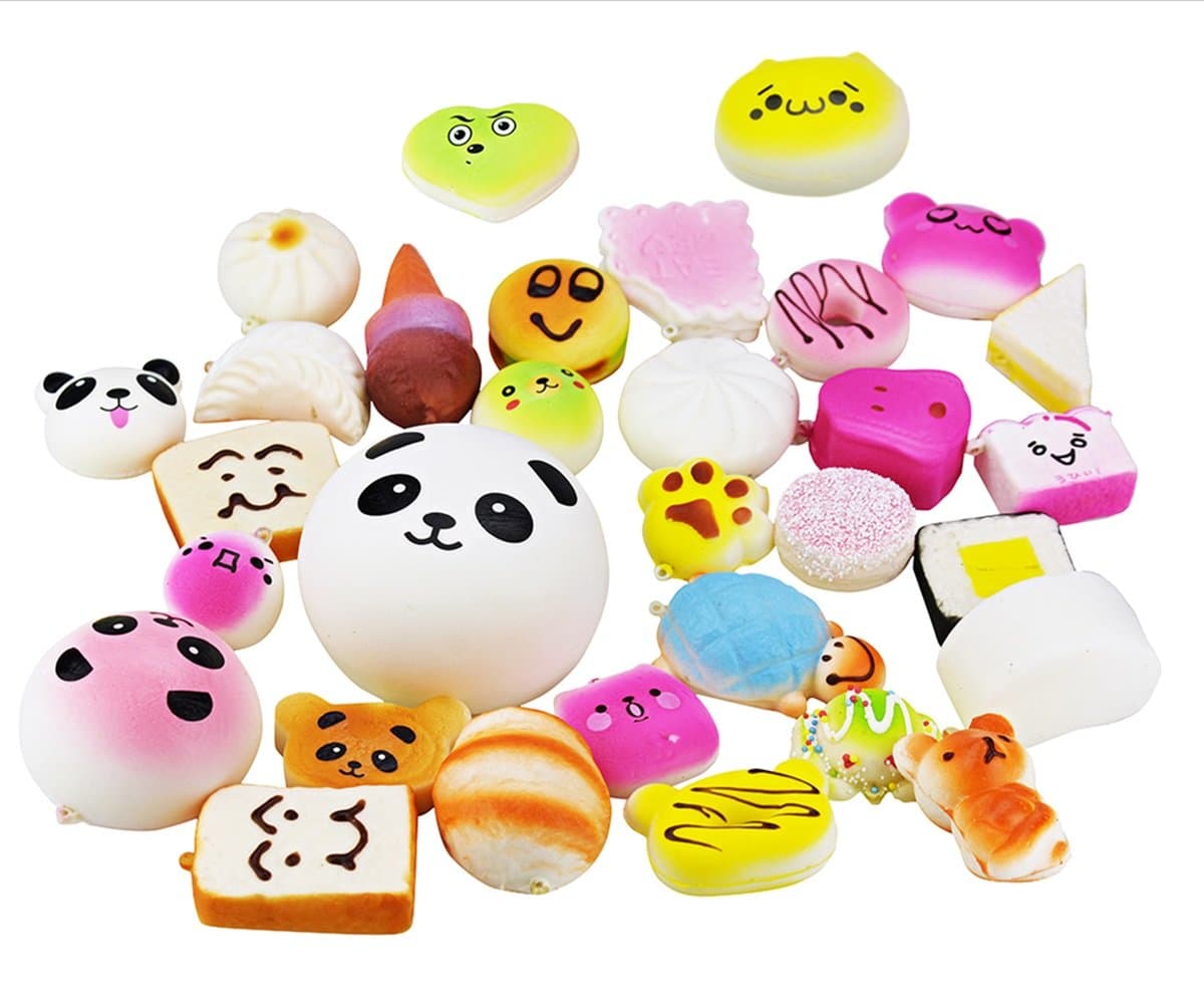 Kawaii Squishy, TopRay 20pcs Slow Rising Squishies Toys Medium Mini Soft Cake Squishies Bread Buns Squishys Phone Straps, Random Style