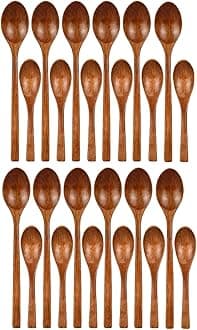 Wooden Spoons, 12pcs 9in and 12pcs 6in Soup Spoons Set, Wooden Utensils for Tasting, Serving, Stirring, Mixing, Coffee, Tea, Jam and Bath Salts (12pcs 9in and 12pcs 6in)