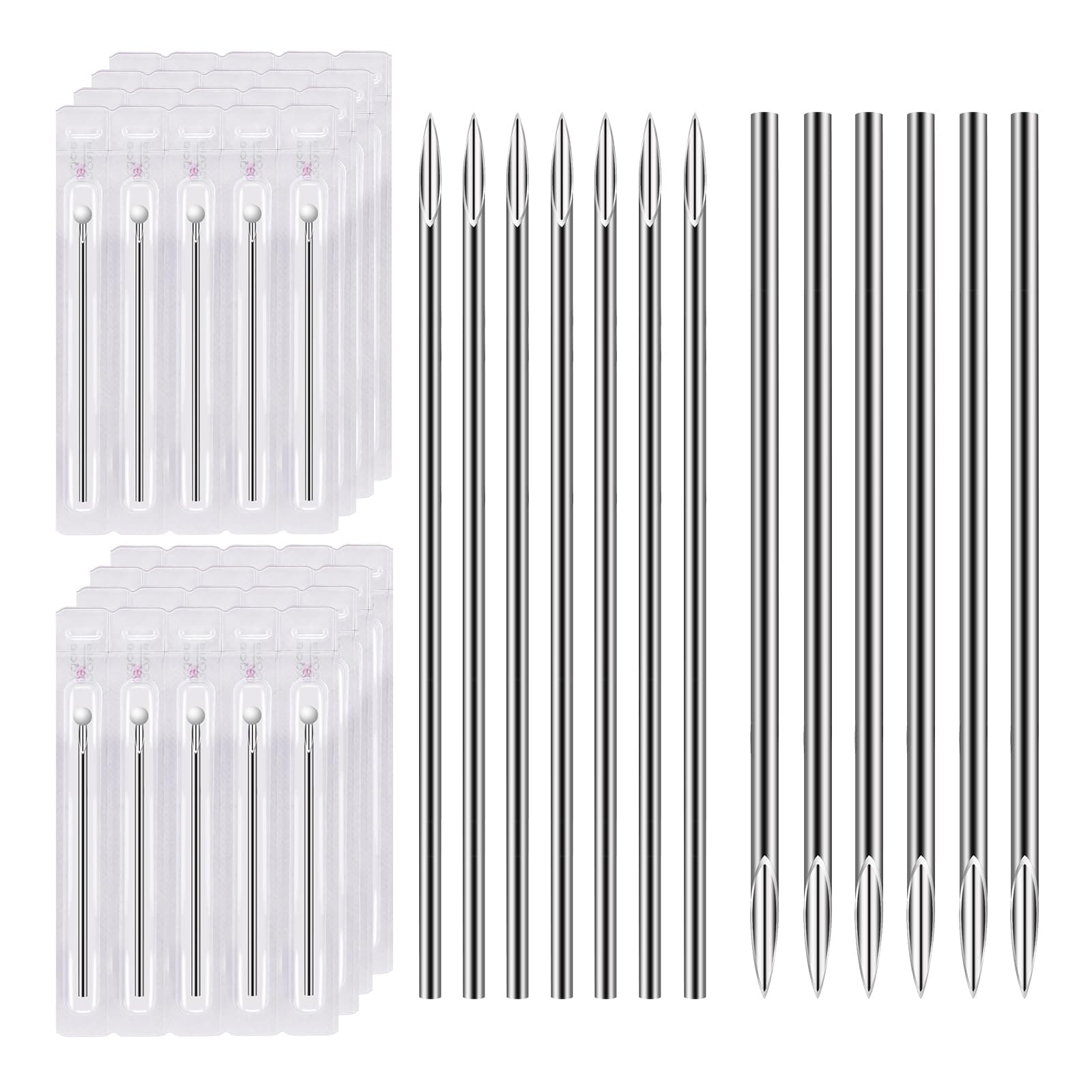 ATOMUS Body Piercing Needles, 14G 16G Stainless Steel Disposable Ear Nose Navel Nipple Lip Piercing Needles