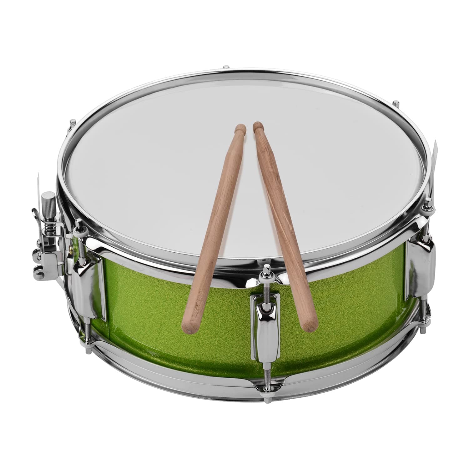 Gecheer Snare Drum,Percussion Musical Instruments 12inch Snare Drum Head with Drumsticks Shoulder Strap Drum Key(Green)