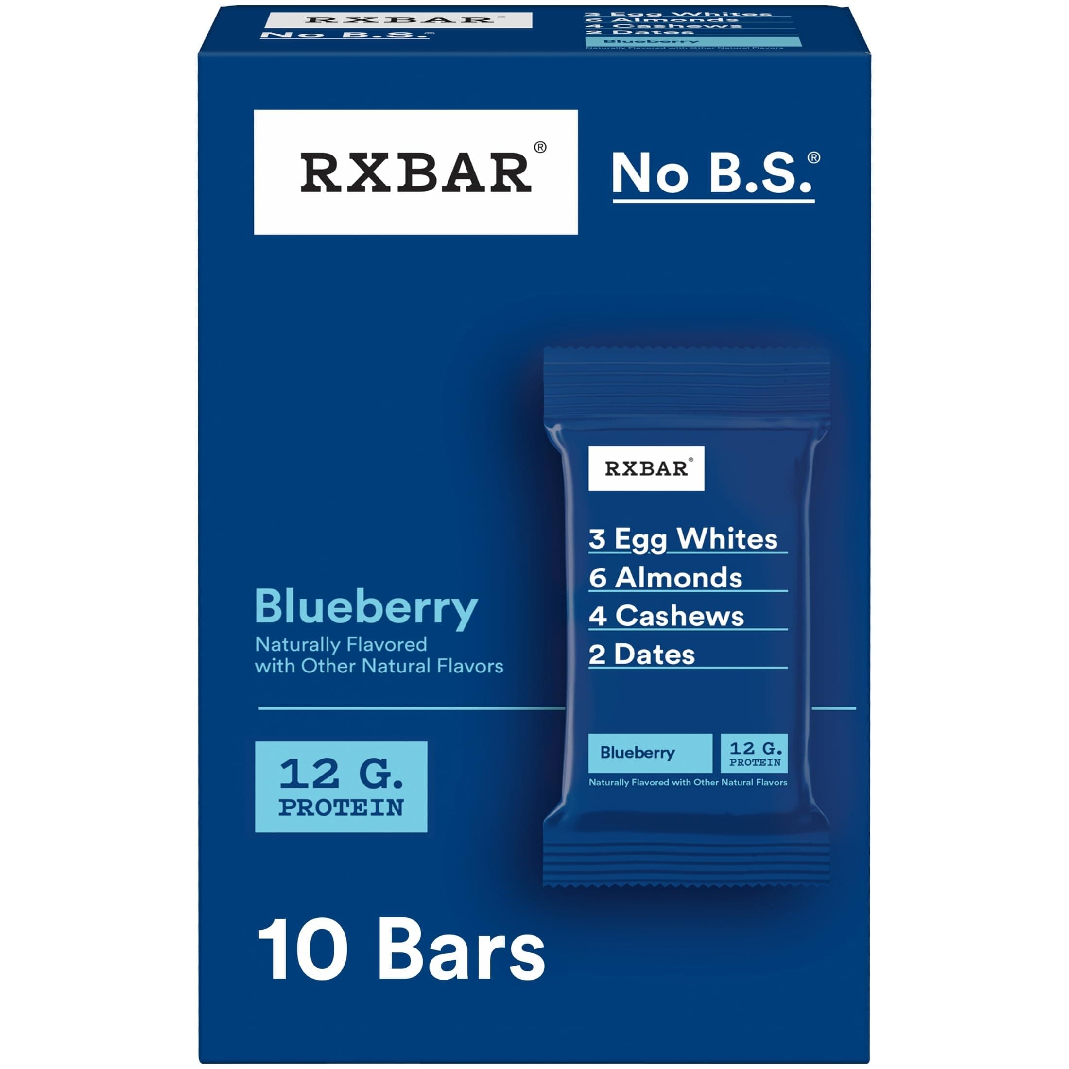 Protein Bars, Protein Snack, Snack Bars, Blueberry, 18.3oz Box (10 Count)