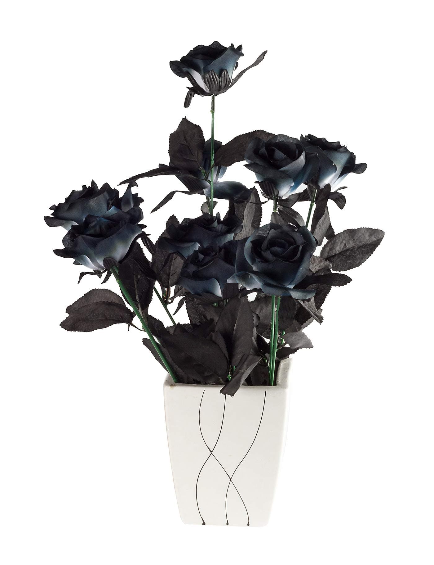 Yebazy 10Pack Artificial Flowers Black Roses Bouquets Real Looking Fake Rose Halloween Wedding Party Home Garden Décor 16.5 Inch