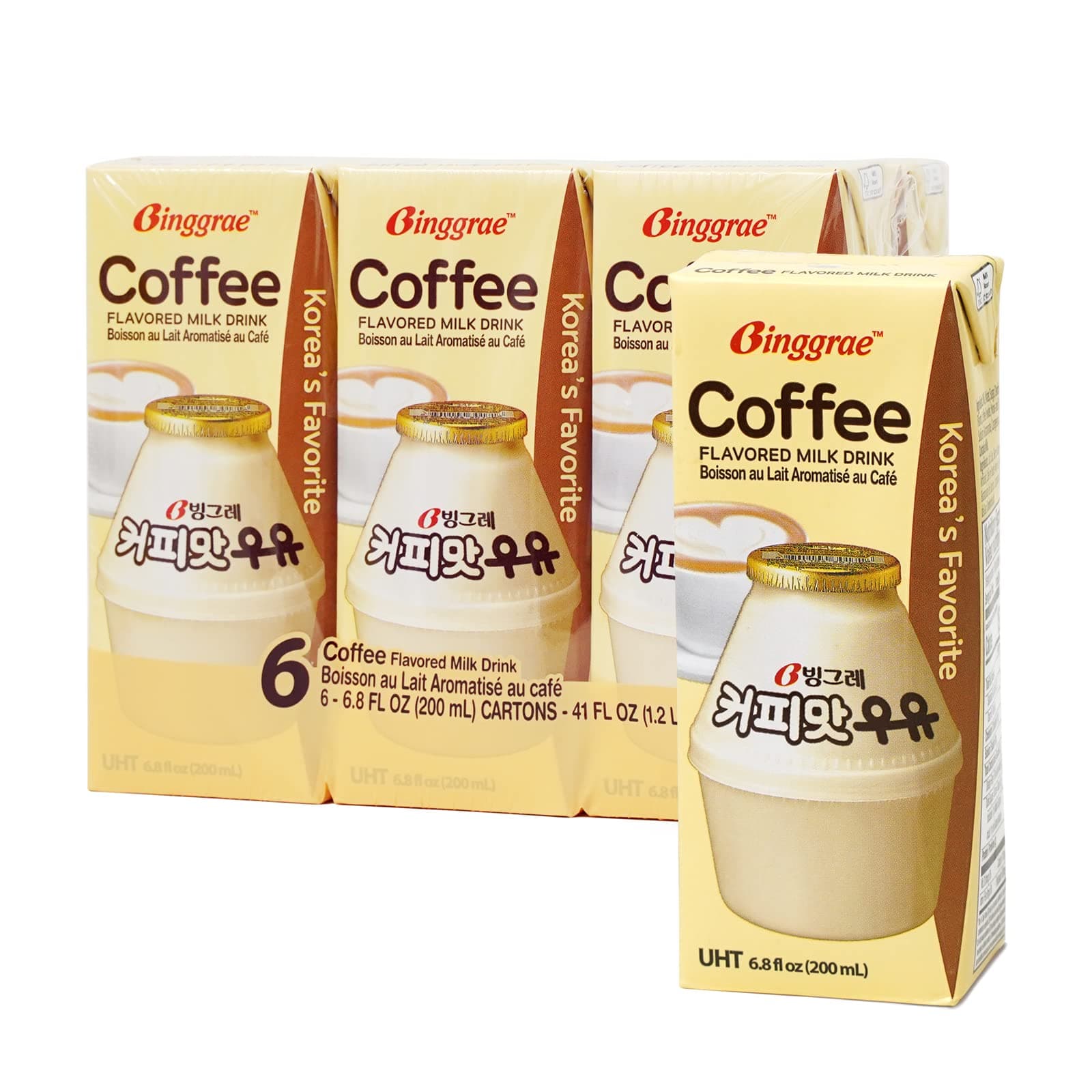 Coffee Flavored Milk Drink – Sweet and Creamy Korean Beverage – Shelf-Stable 6.8 fl oz Cartons – Pack of 6