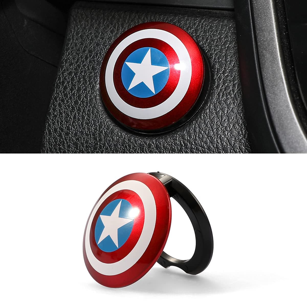 Car Engine Start Button Cover ABS General Motors Ignition Switch Trim Cover Captain America Auto Start Ring